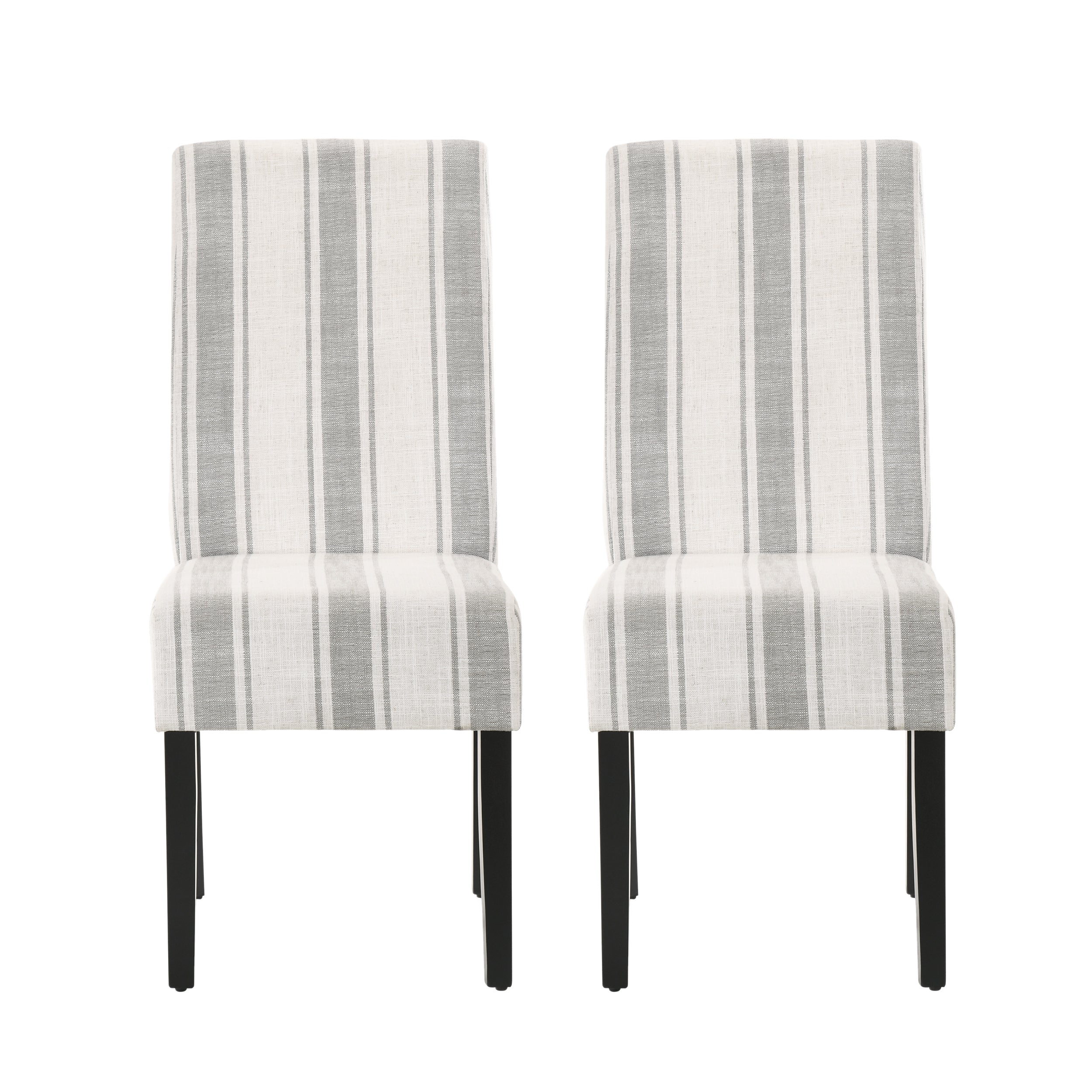 Percival Contemporary Upholstered Striped Dining Chairs, Set of 2 - furnishings