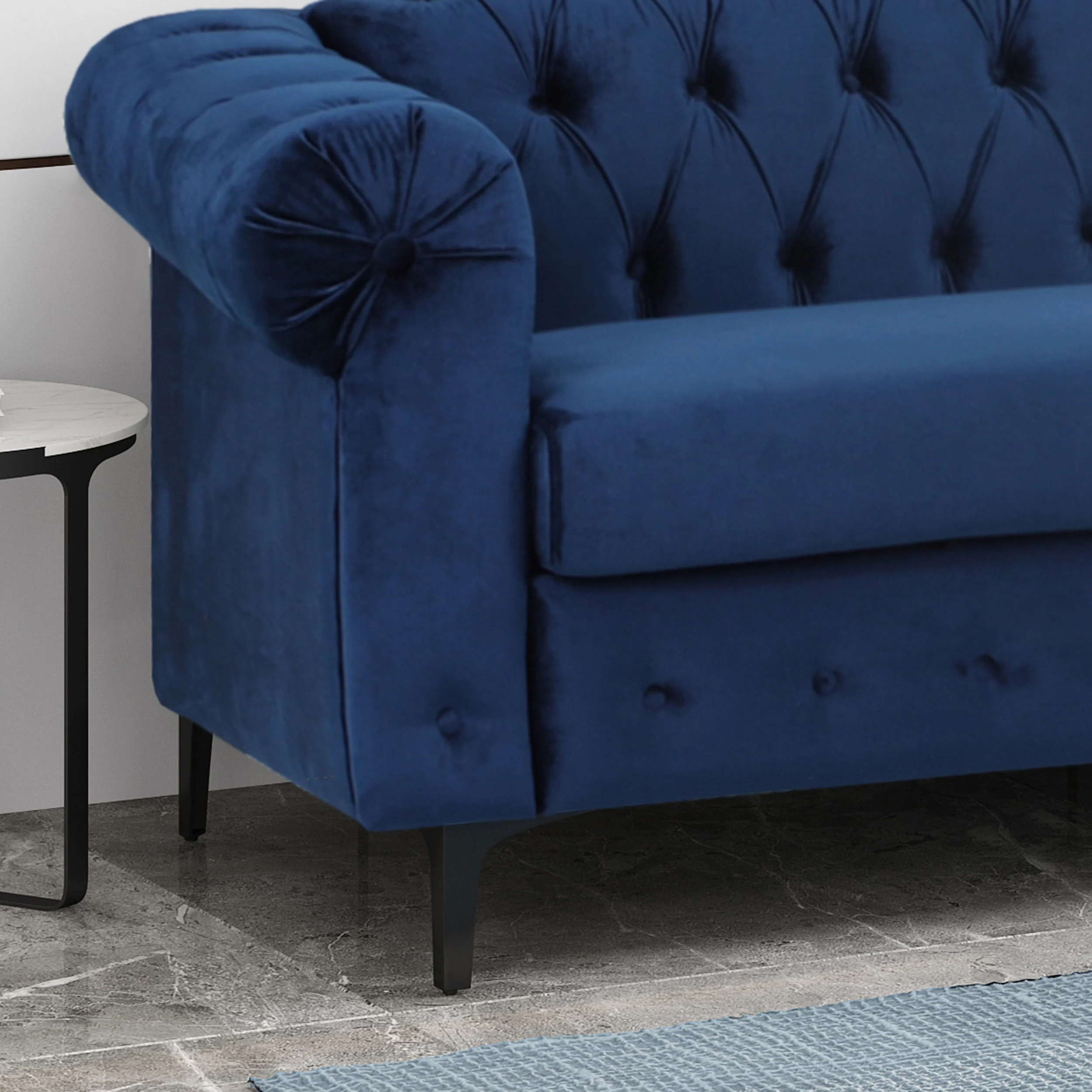 Juelz Contemporary Velvet 3 Seater Sectional Sofa with Chaise Lounge - furnishings