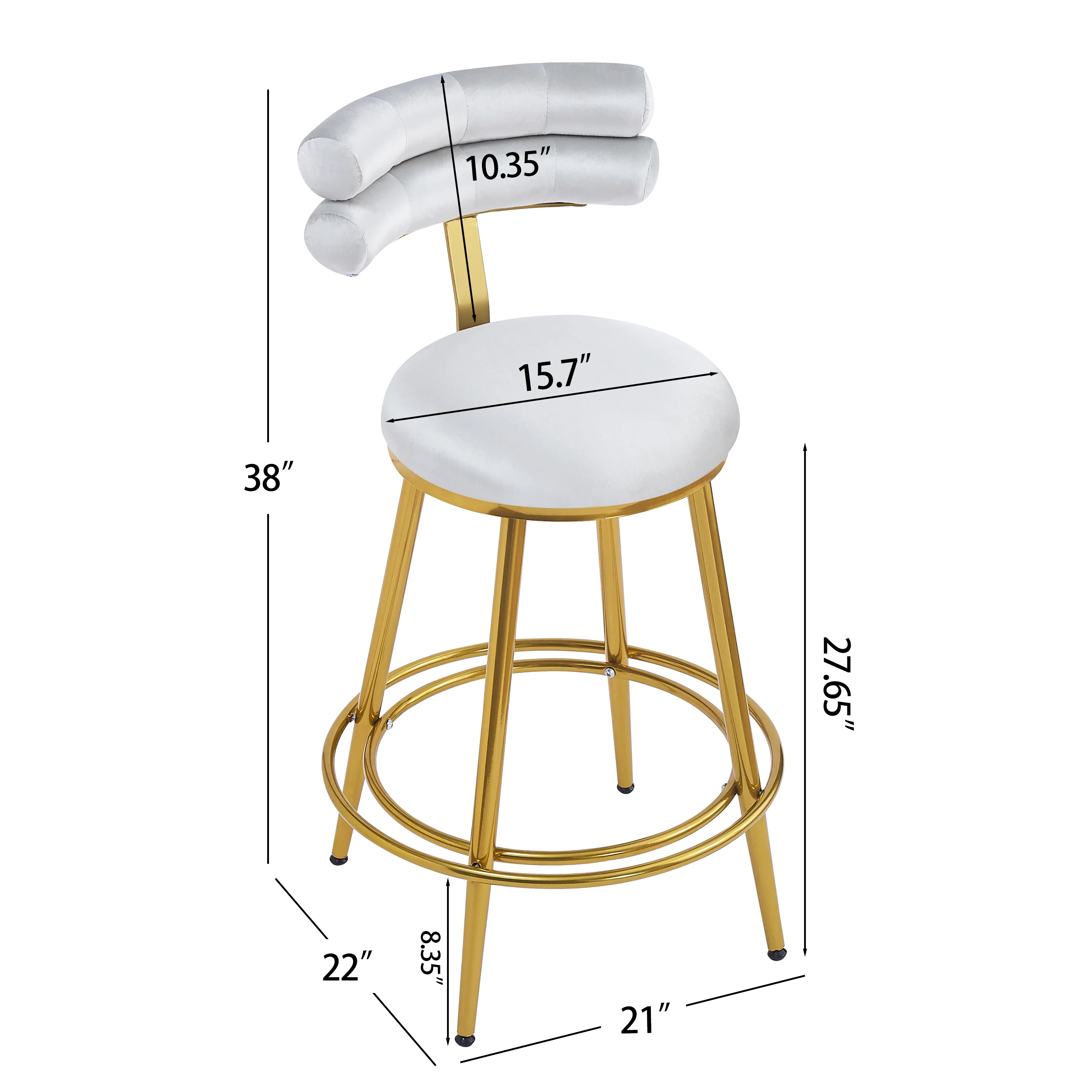 Jaspere Velvet Upholstery Counter Stools, Set of 2 - furnishings