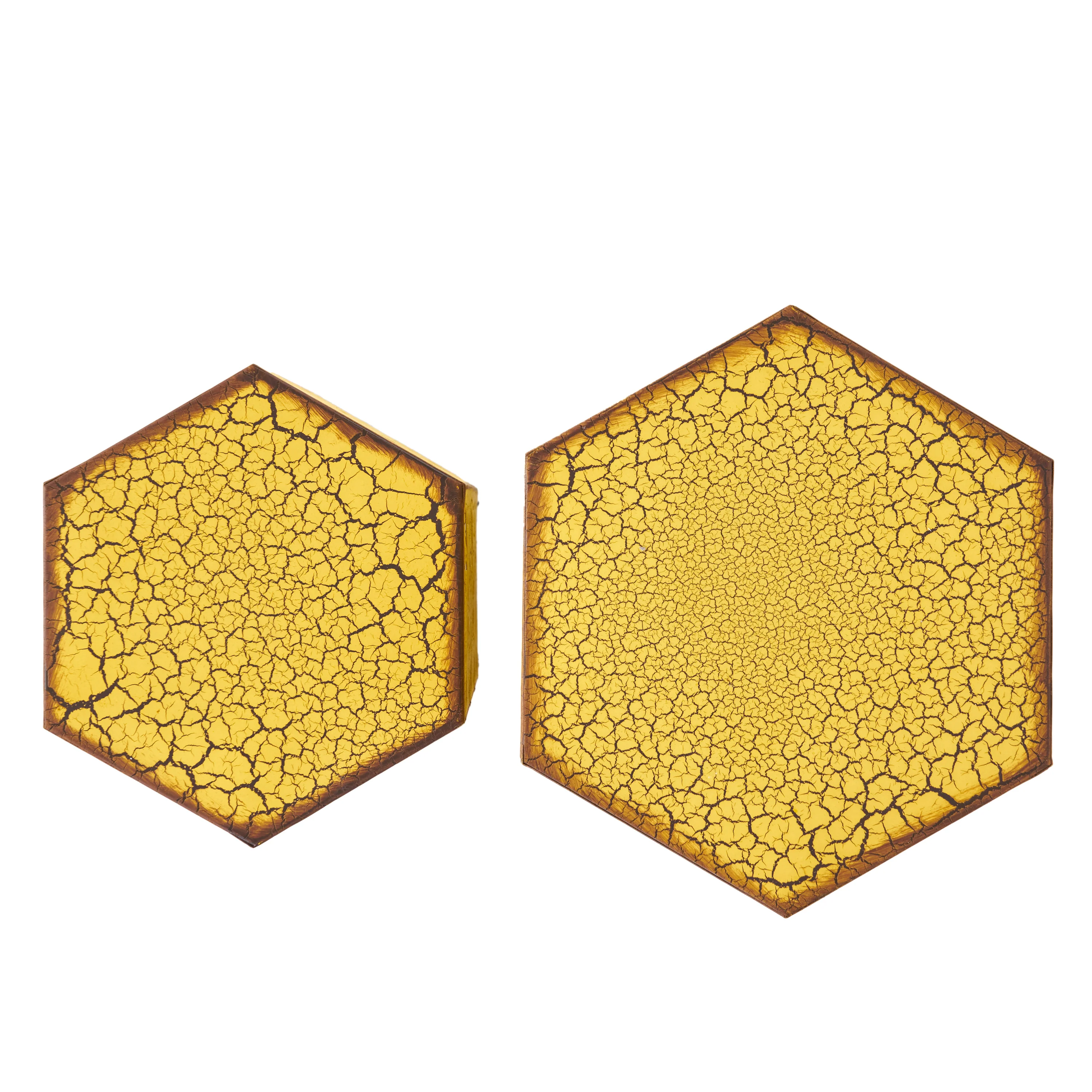 Contemporary Outdoor Hexagonal Antique Yellow Iron Accent Tables (Set of 2) - furnishings