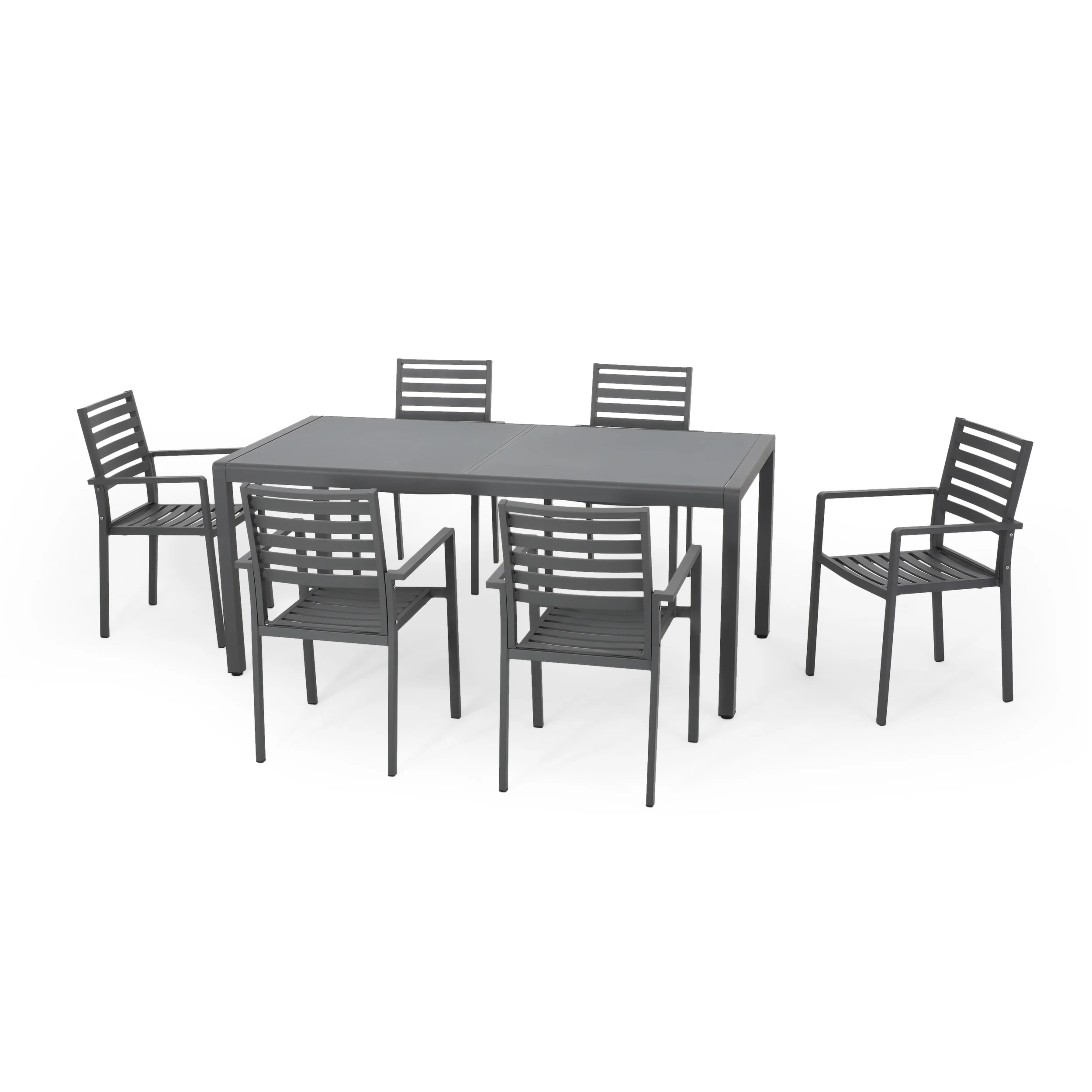 Cherie Outdoor Modern 6 Seater Aluminum Dining Set - furnishings