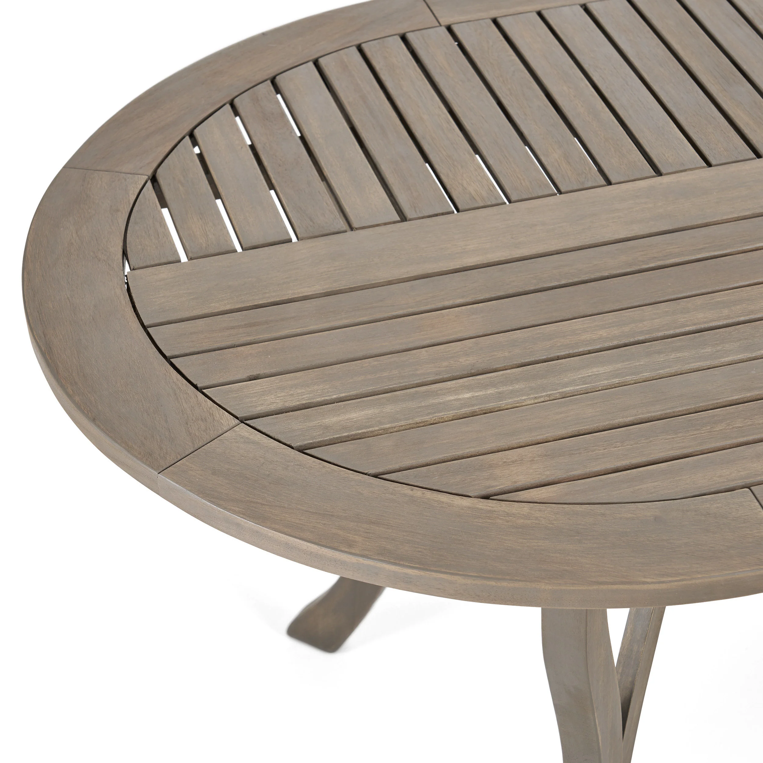 Ford Outdoor 7 Piece Wood and Wicker Dining Set, Gray Finish and Gray - furnishings