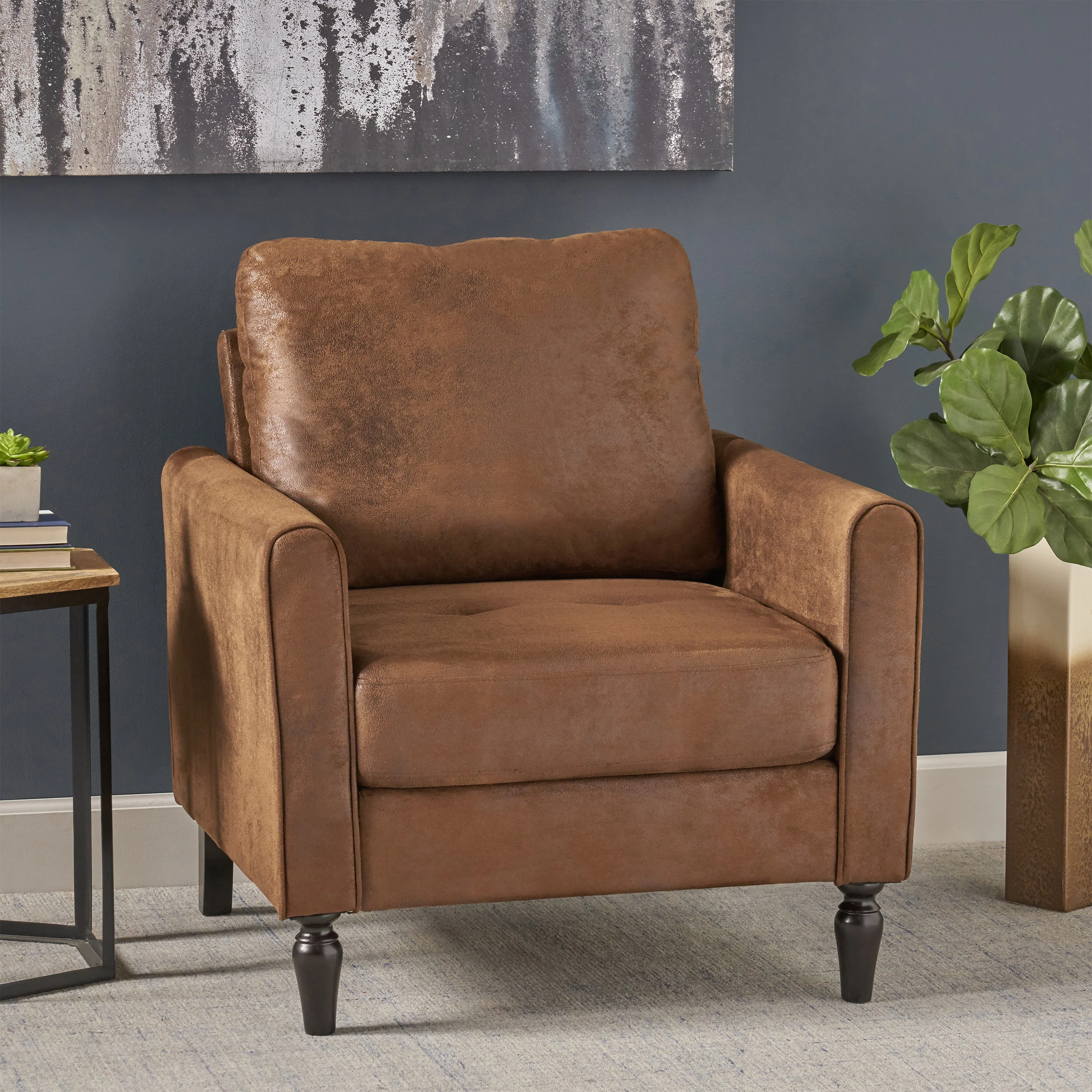 Xyan Contemporary Club Chair with Plush Microfiber Cushions - furnishings