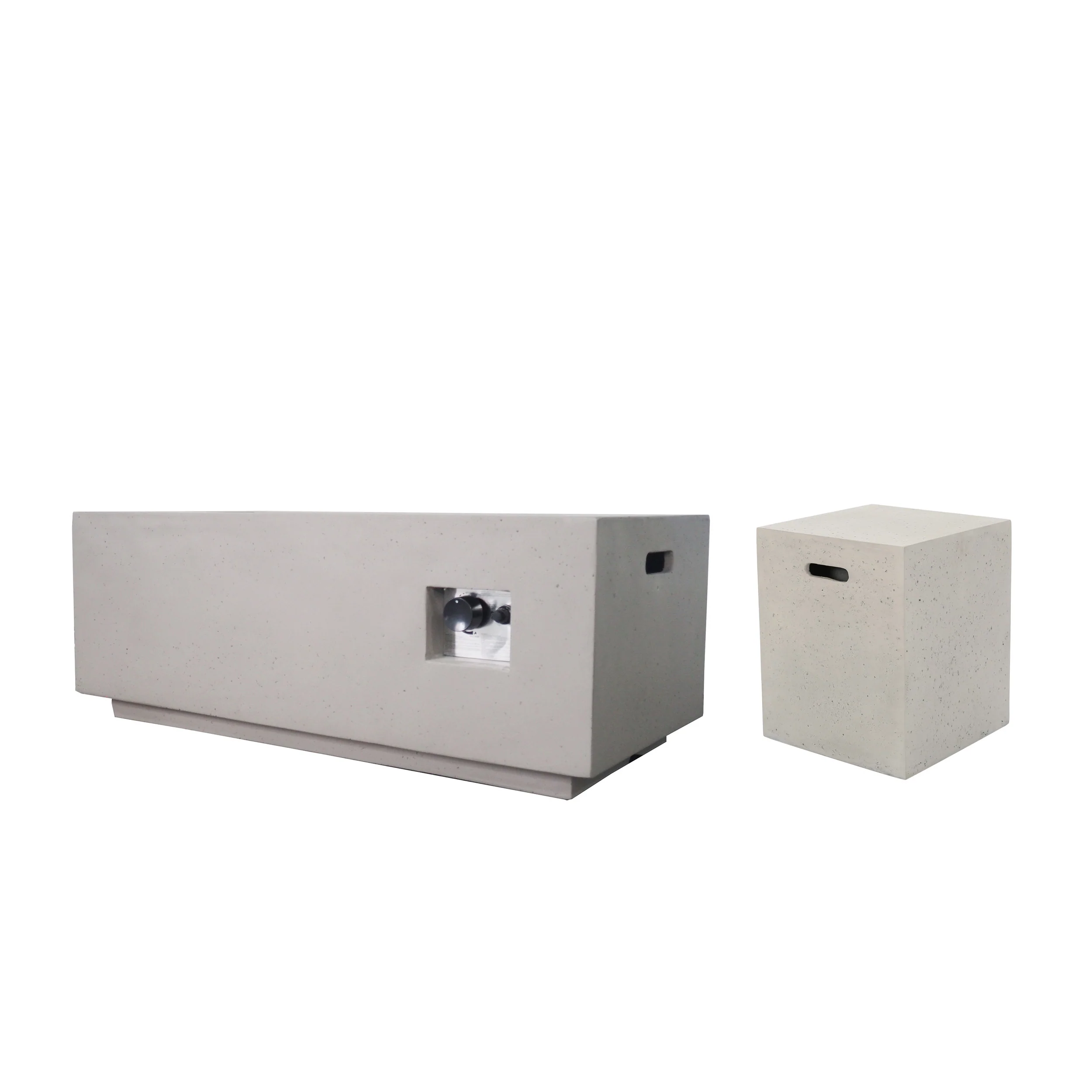Leo Outdoor 40-inch Rectangular Light Weight Concrete Gas Burning Fire Pit - furnishings