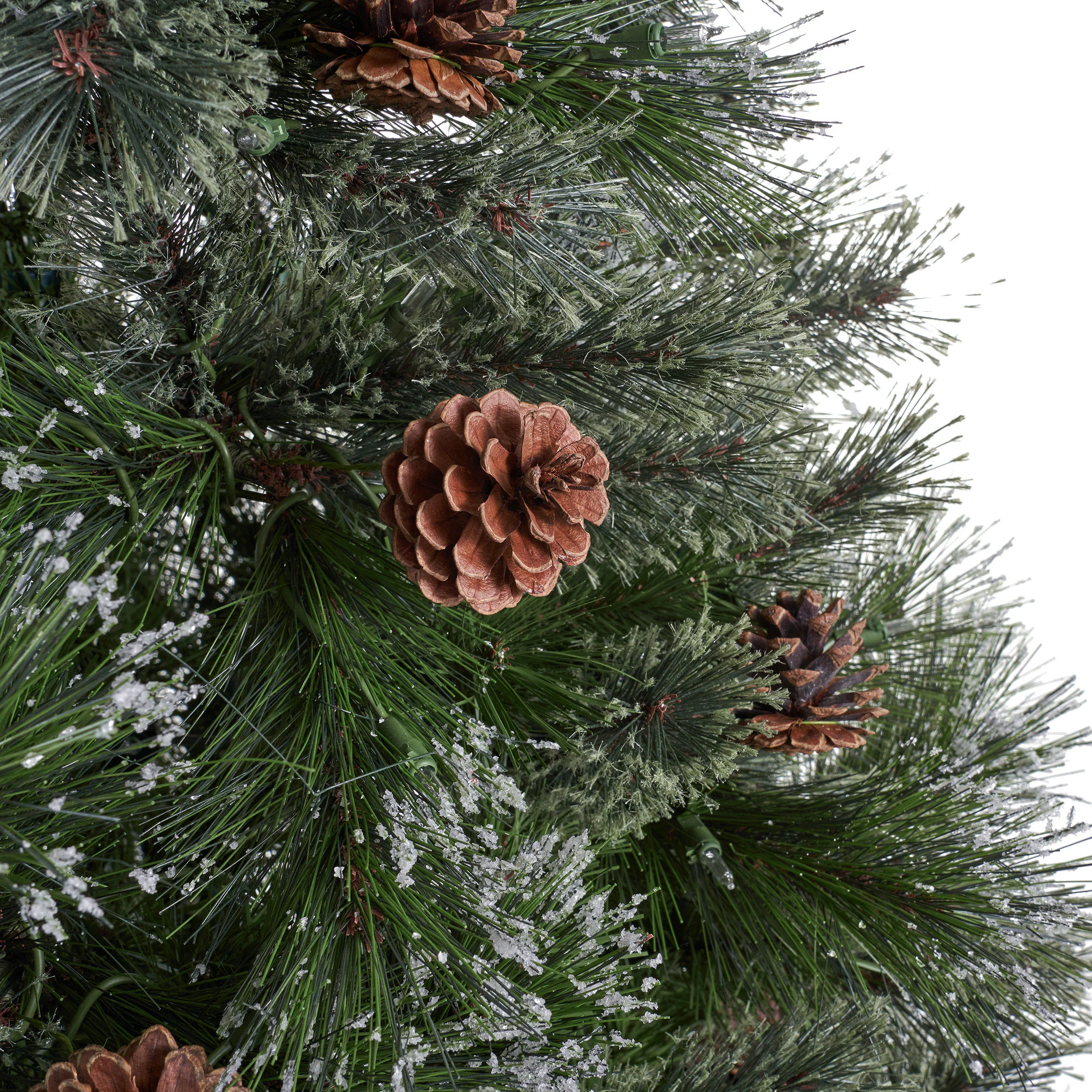7.5-foot Cashmere Pine and Mixed Needles Hinged Artificial Christmas Tree with Snowy Branches and Pinecones - furnishings