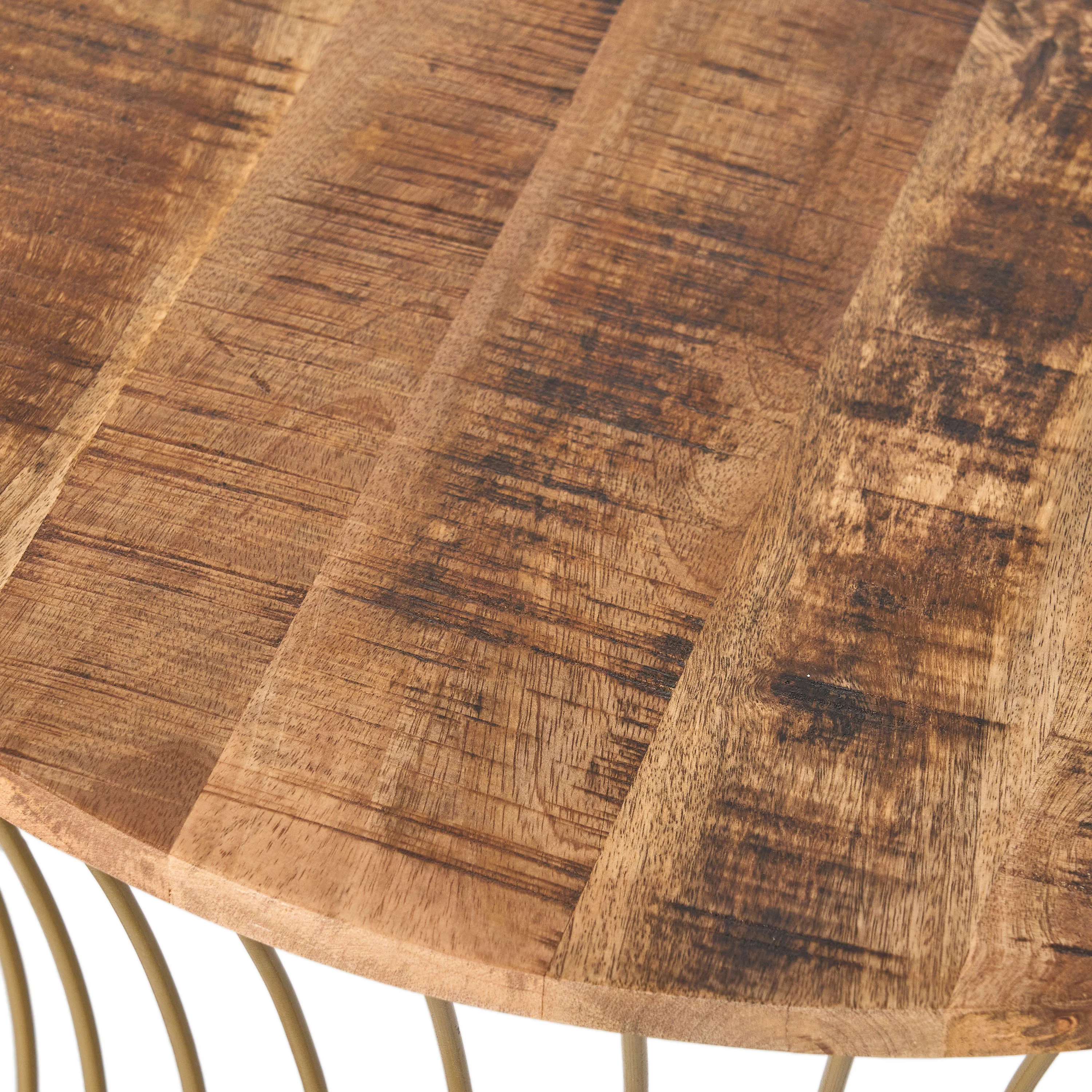 Ameliarae Handcrafted Boho Mango Wood and Iron Coffee Table - furnishings