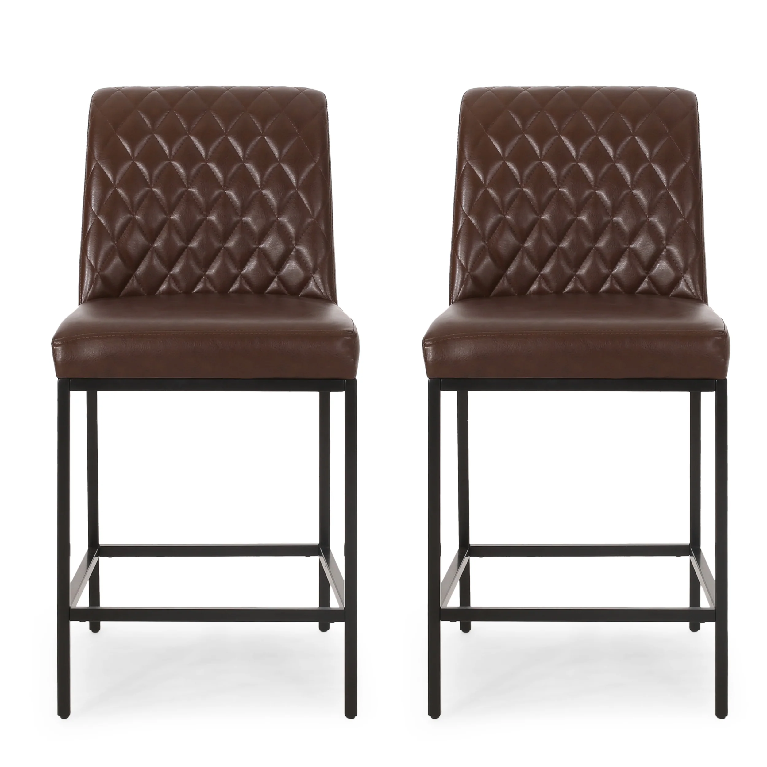 Lansing Contemporary Diamond Stitch Counter Stools, Set of 2 - furnishings