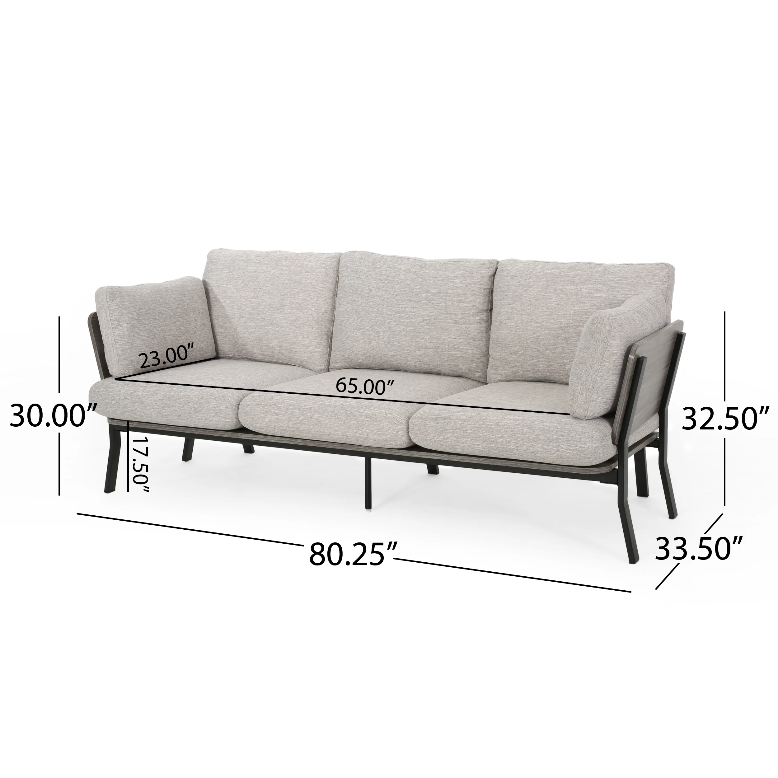 Athea Mid-Century Modern 3 Seater Wood Frame Sofa - furnishings