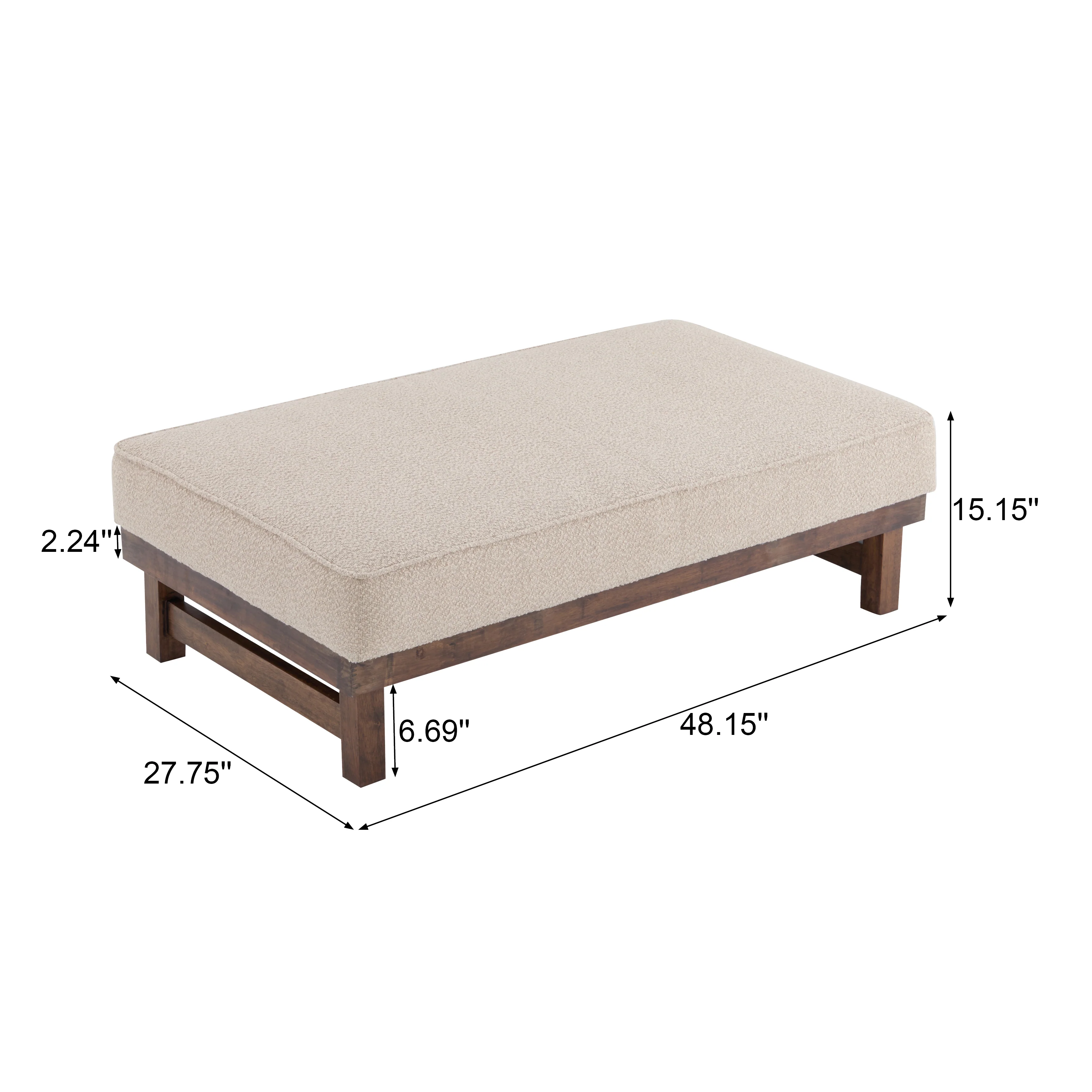 Temzyl temzyl Modern PU Cocktail Ottoman with Wood Frame - furnishings