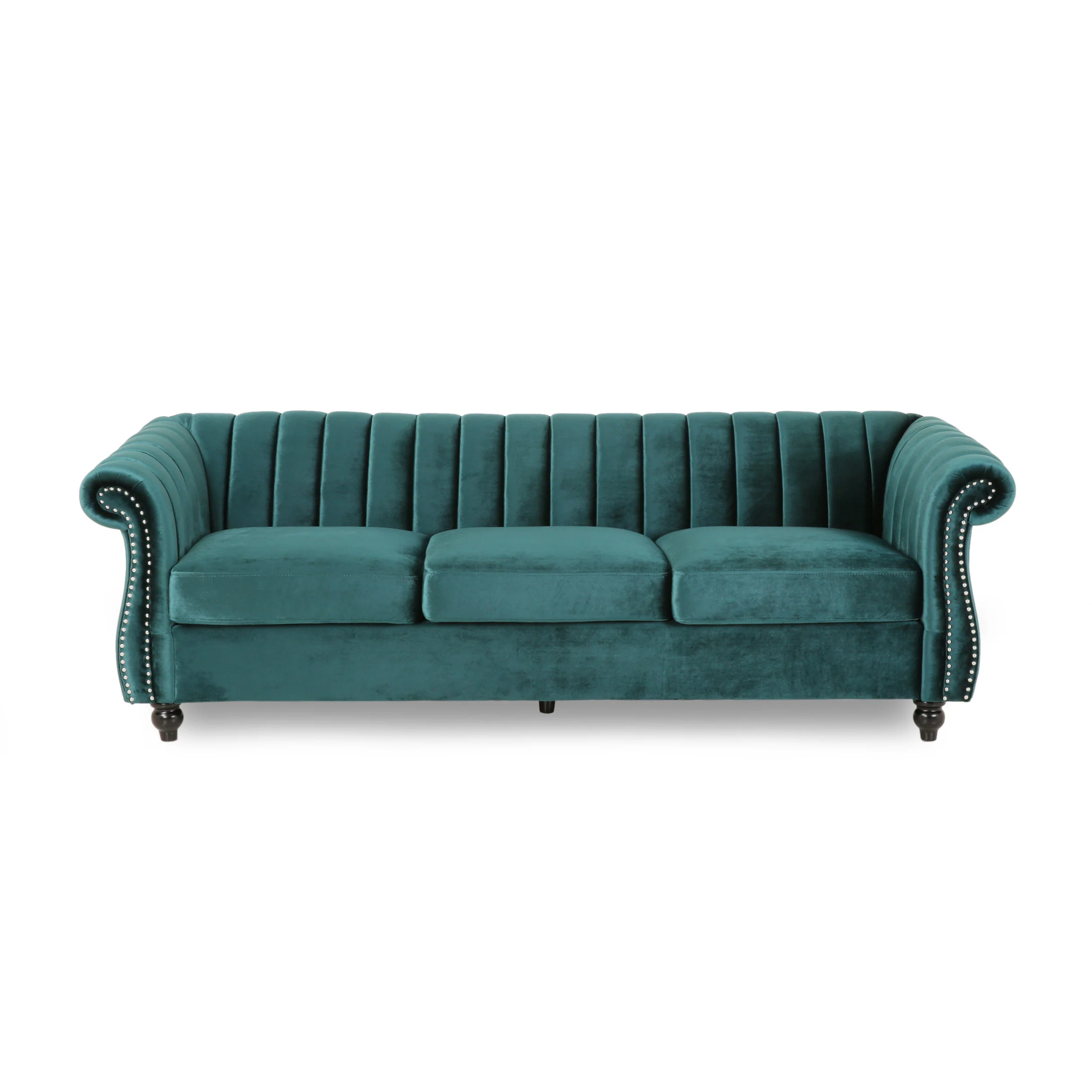 Olga Modern Glam Velvet 3 Seater Sofa, Umber and Dark Brown - furnishings
