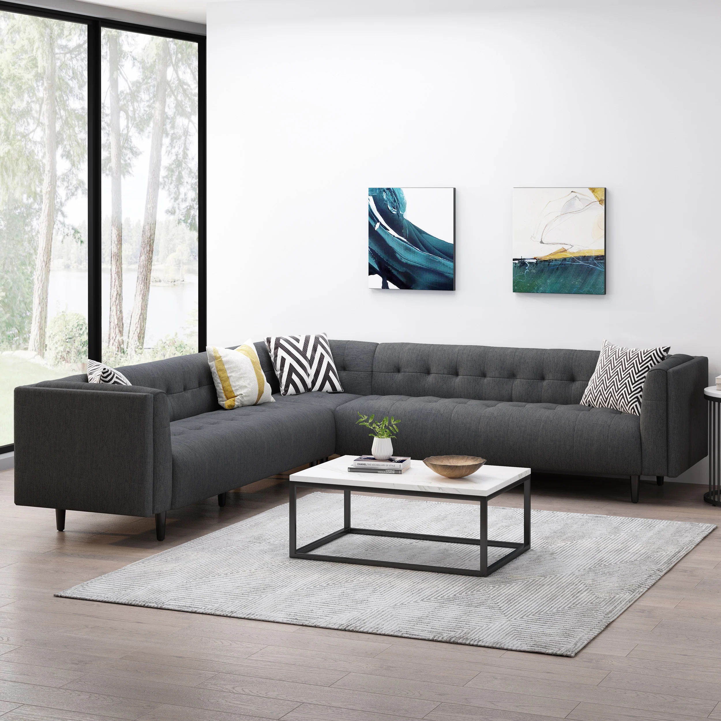 Konnor Contemporary Upholstered 3 Piece Sectional Sofa Set - furnishings