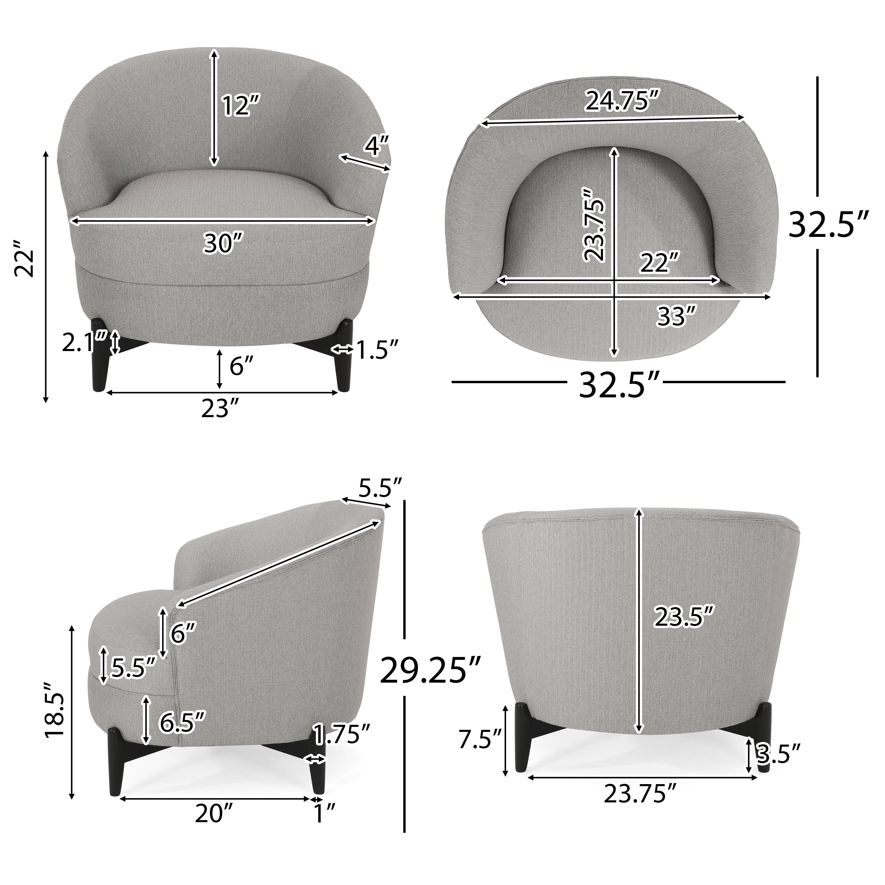 Anaura Contemporary Boucle Upholstered Club Chair - furnishings