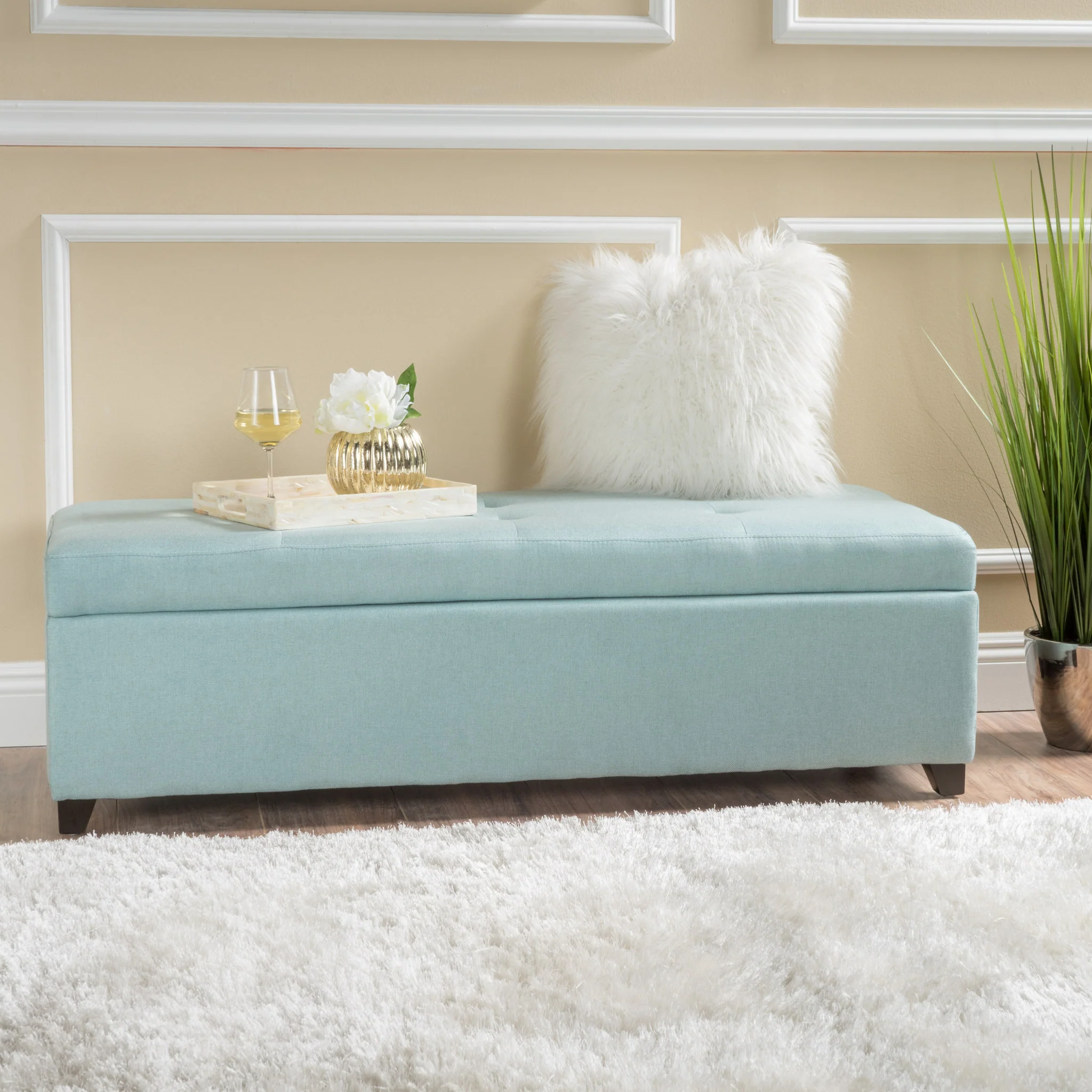 Bajia Contemporary Tufted Fabric Storage Ottoman Bench - furnishings