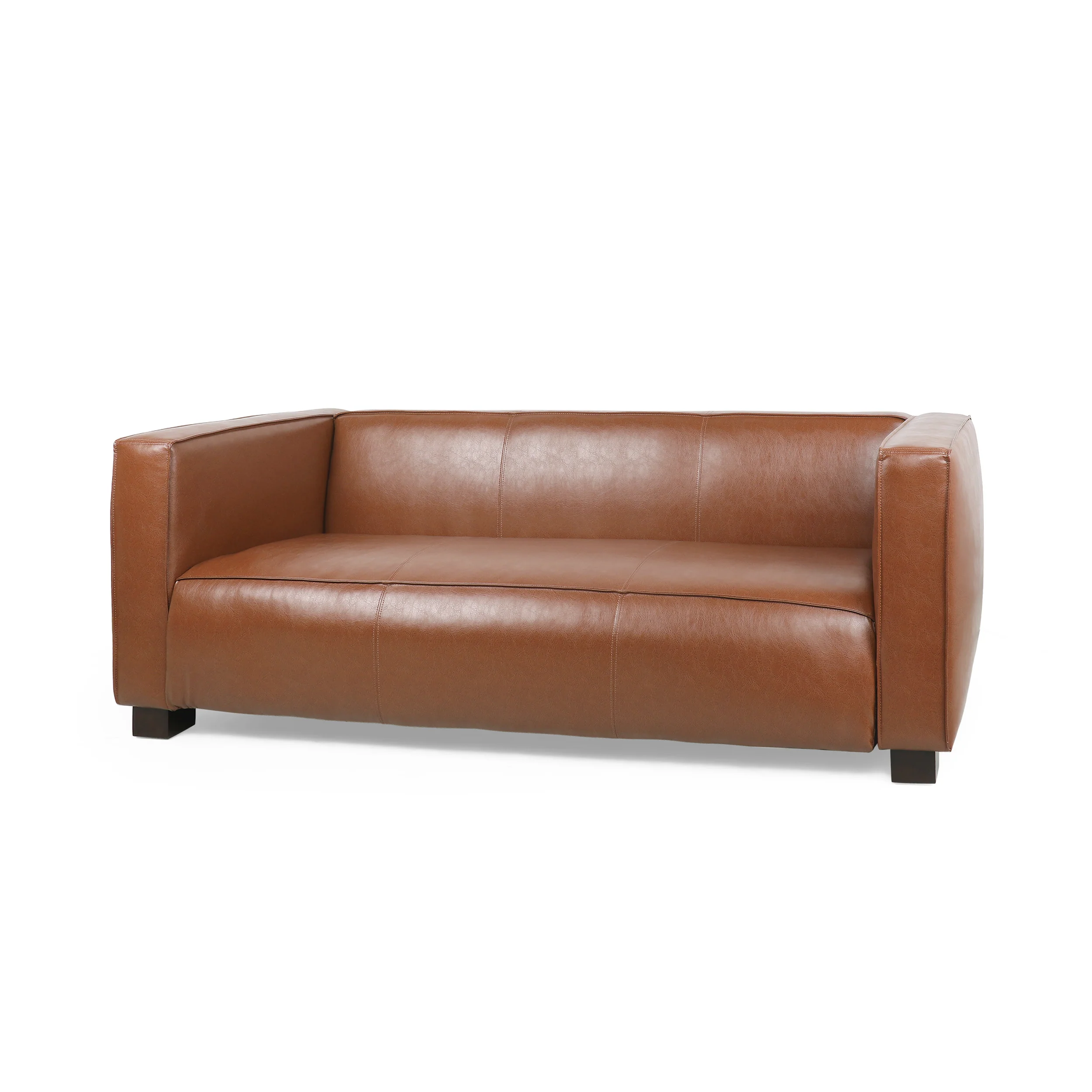Minkler Contemporary Faux Leather 3 Seater Sofa - furnishings