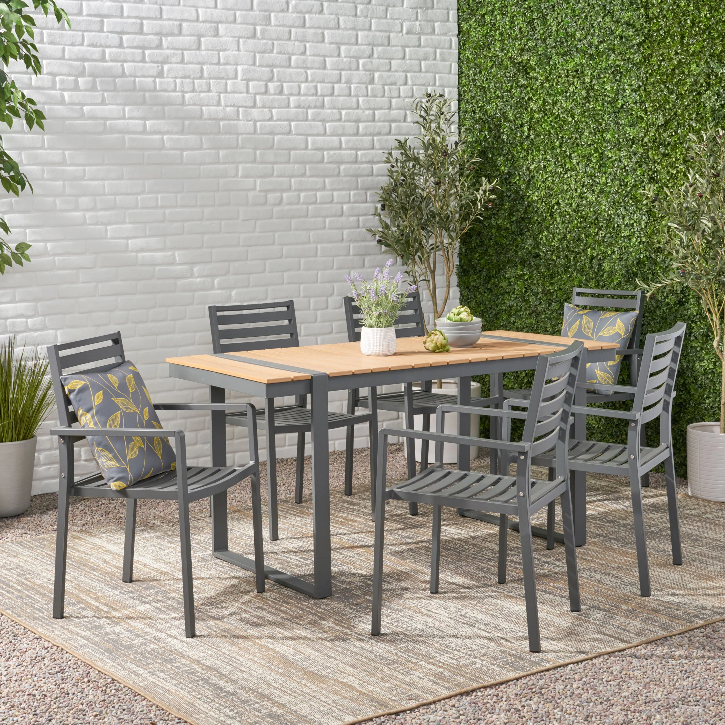 Mora Outdoor 7 Piece Aluminum Dining Set - furnishings