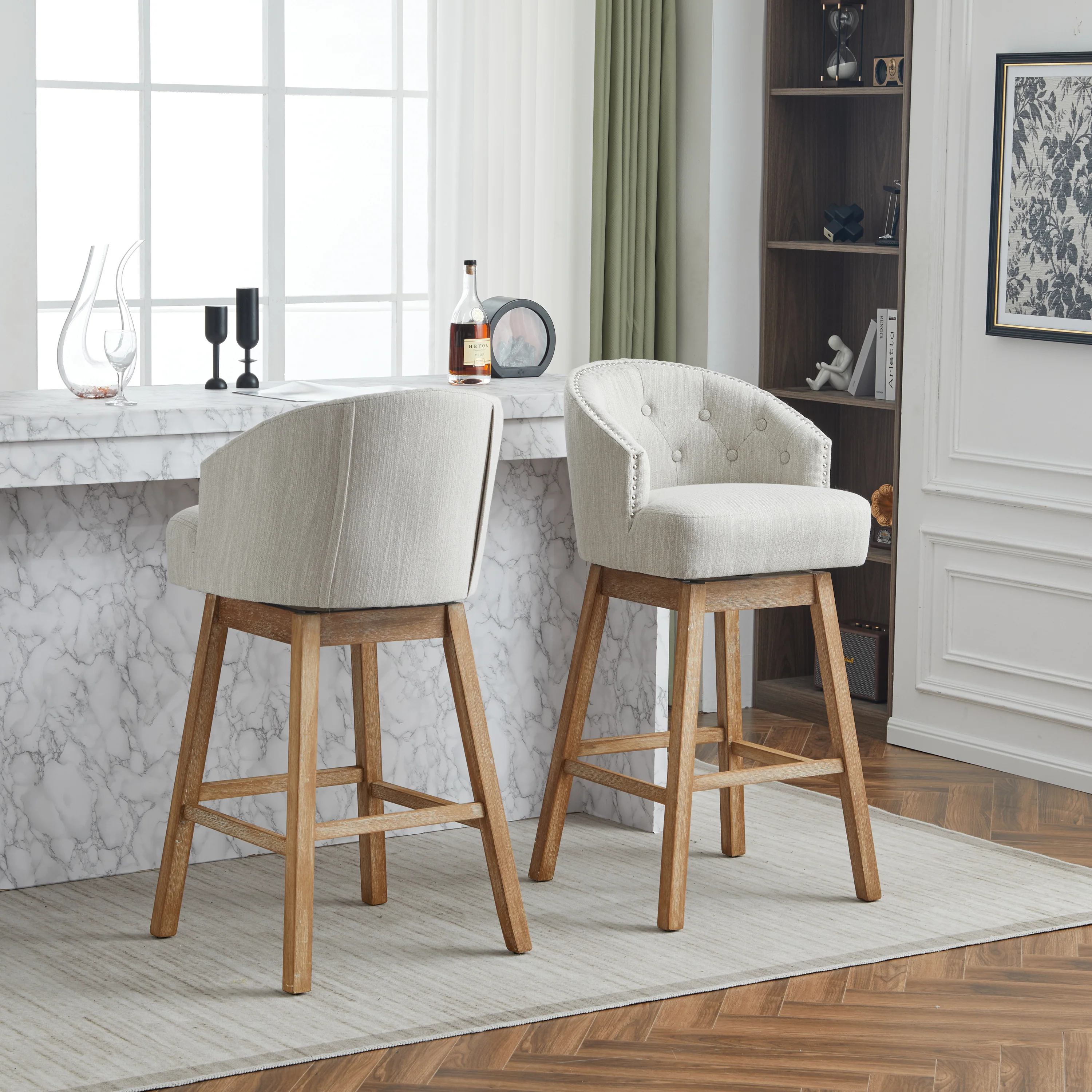 Skyleer Swivel Upholstered Counter Stools - furnishings