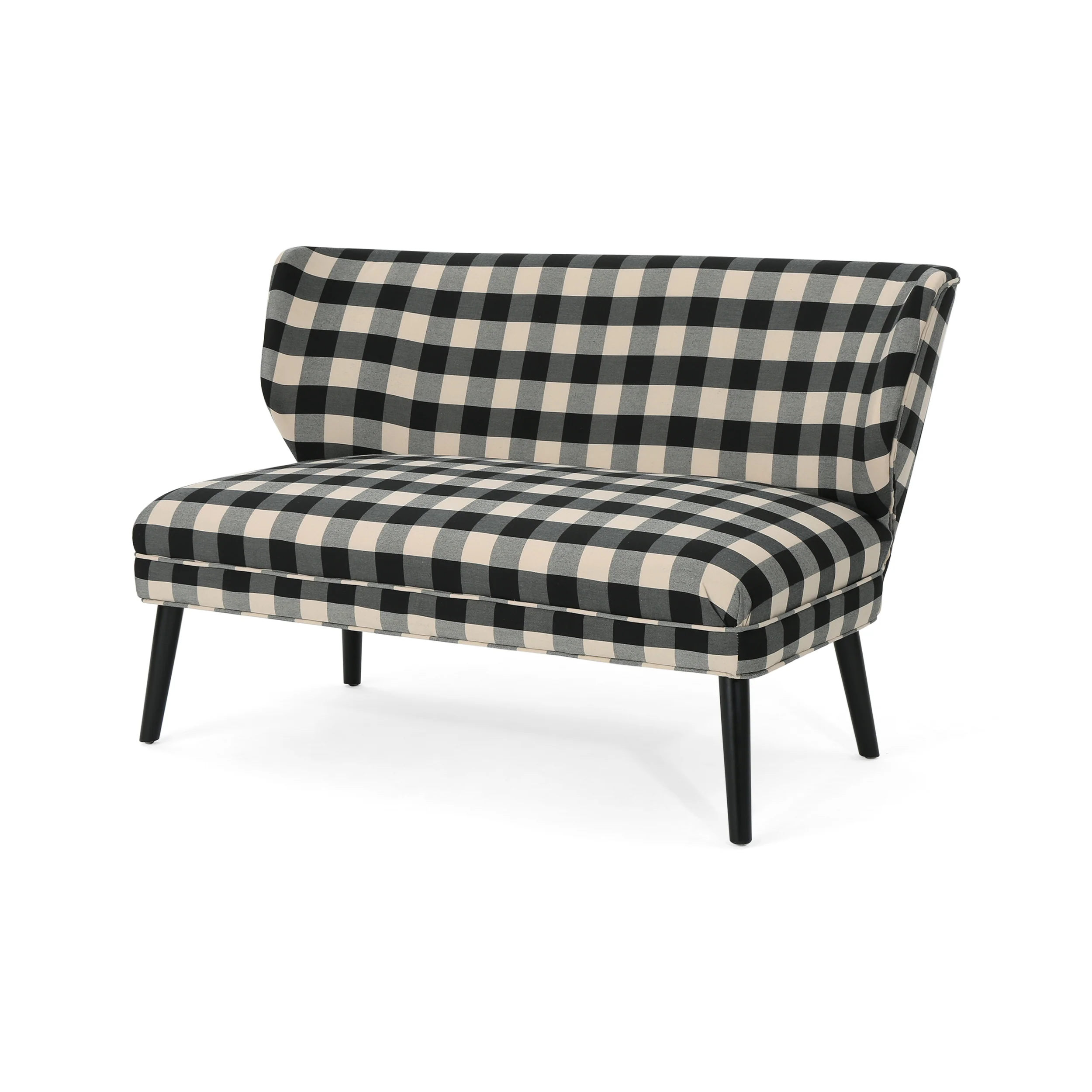 Dumont Modern Mid Century Modern Fabric Settee - furnishings