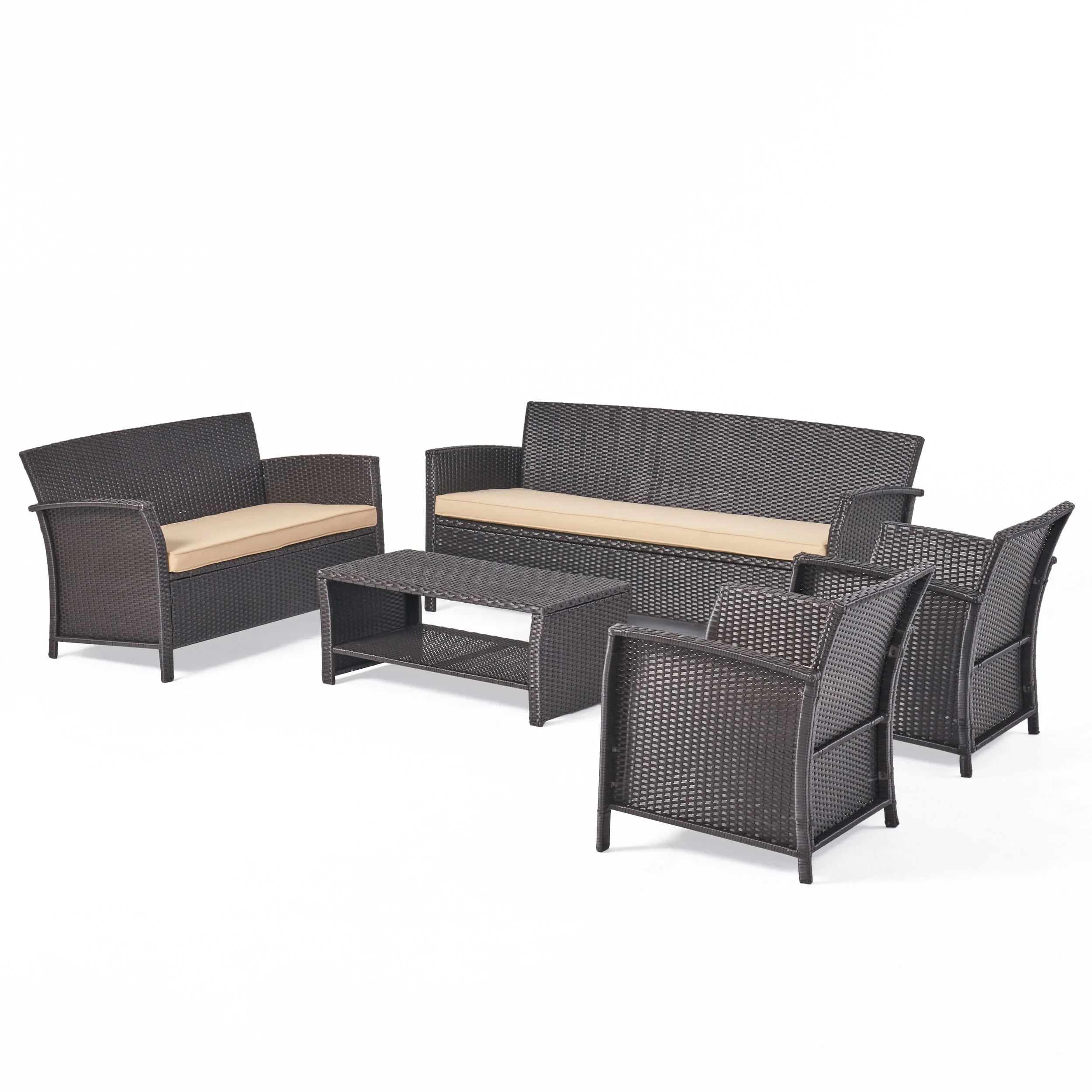 Lucia Outdoor 7 Seater Wicker Chat Set - furnishings