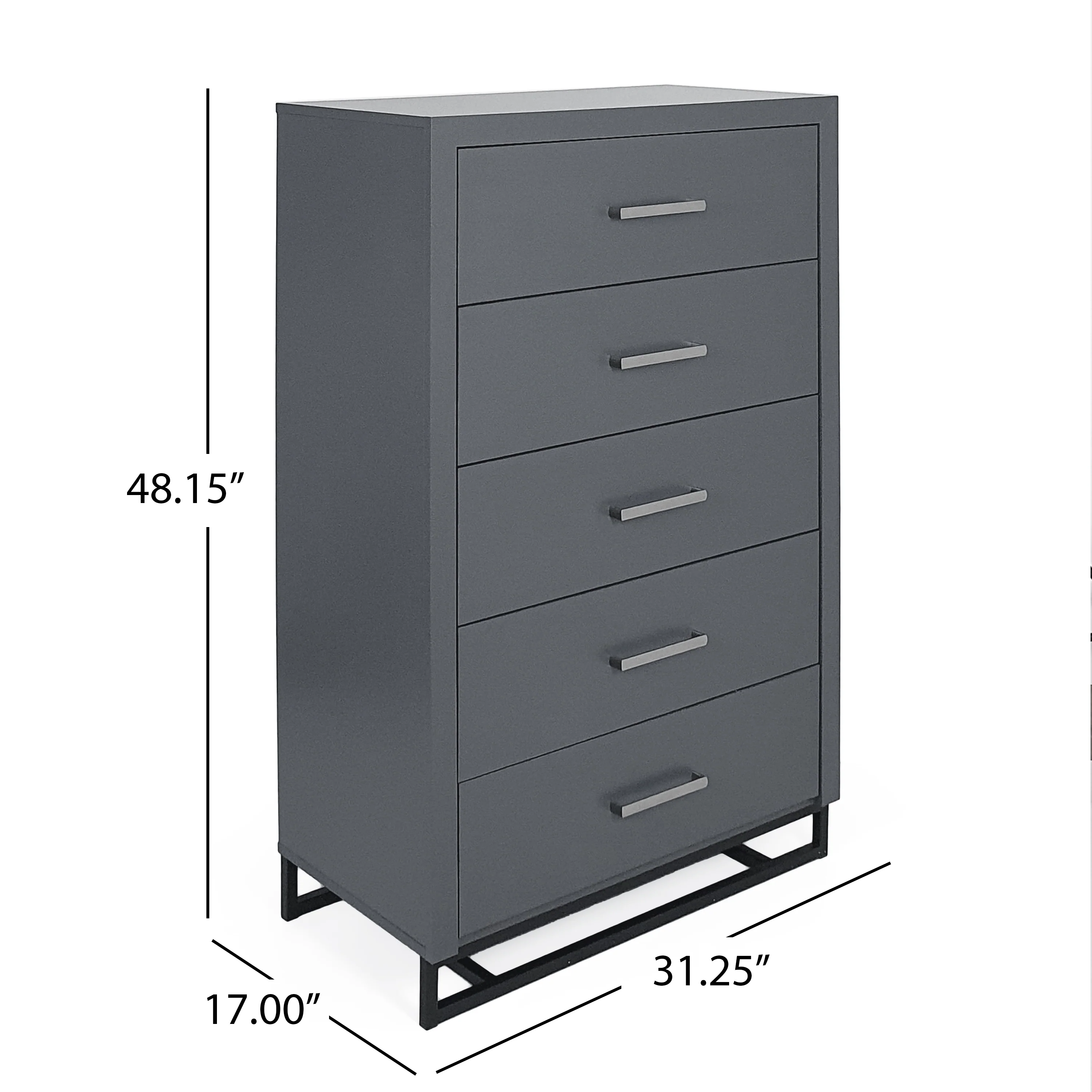 Borah Contemporary Faux Wood 5 Drawer Dresser - furnishings
