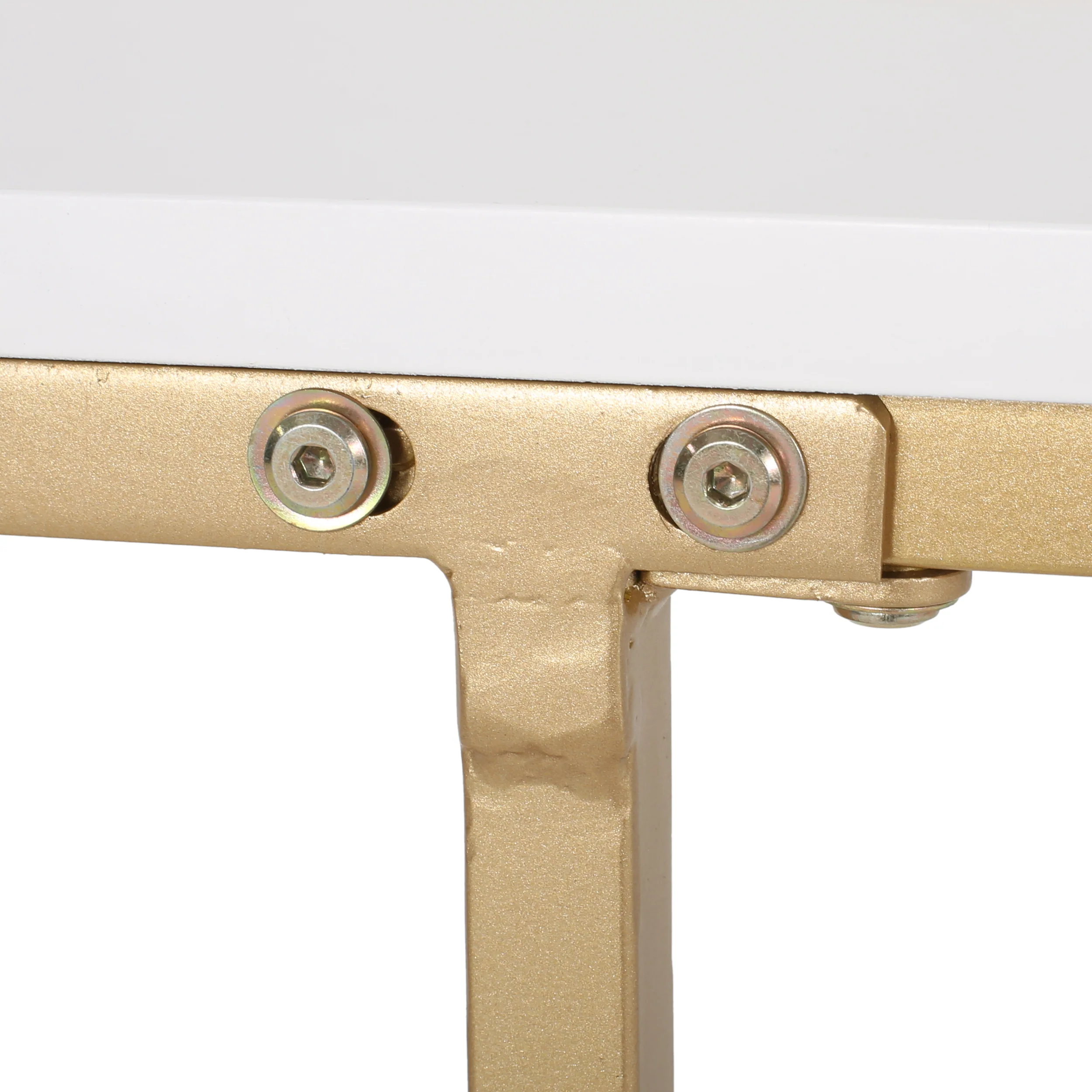 Ariade Modern Glam C Side Table, Set of 2, White and Champagne Gold - furnishings