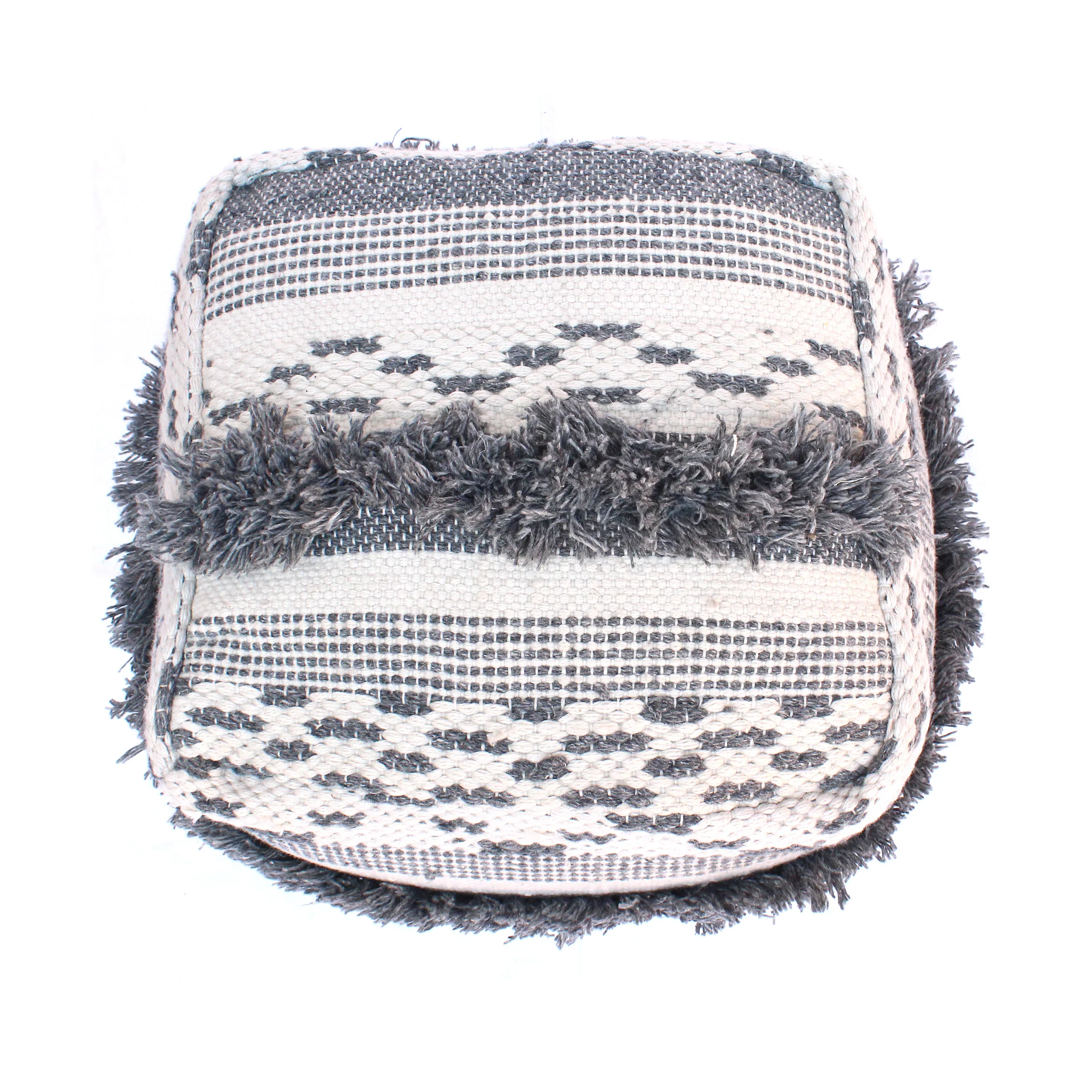 Evanora Contemporary Faux Yarn Pouf Ottoman - furnishings