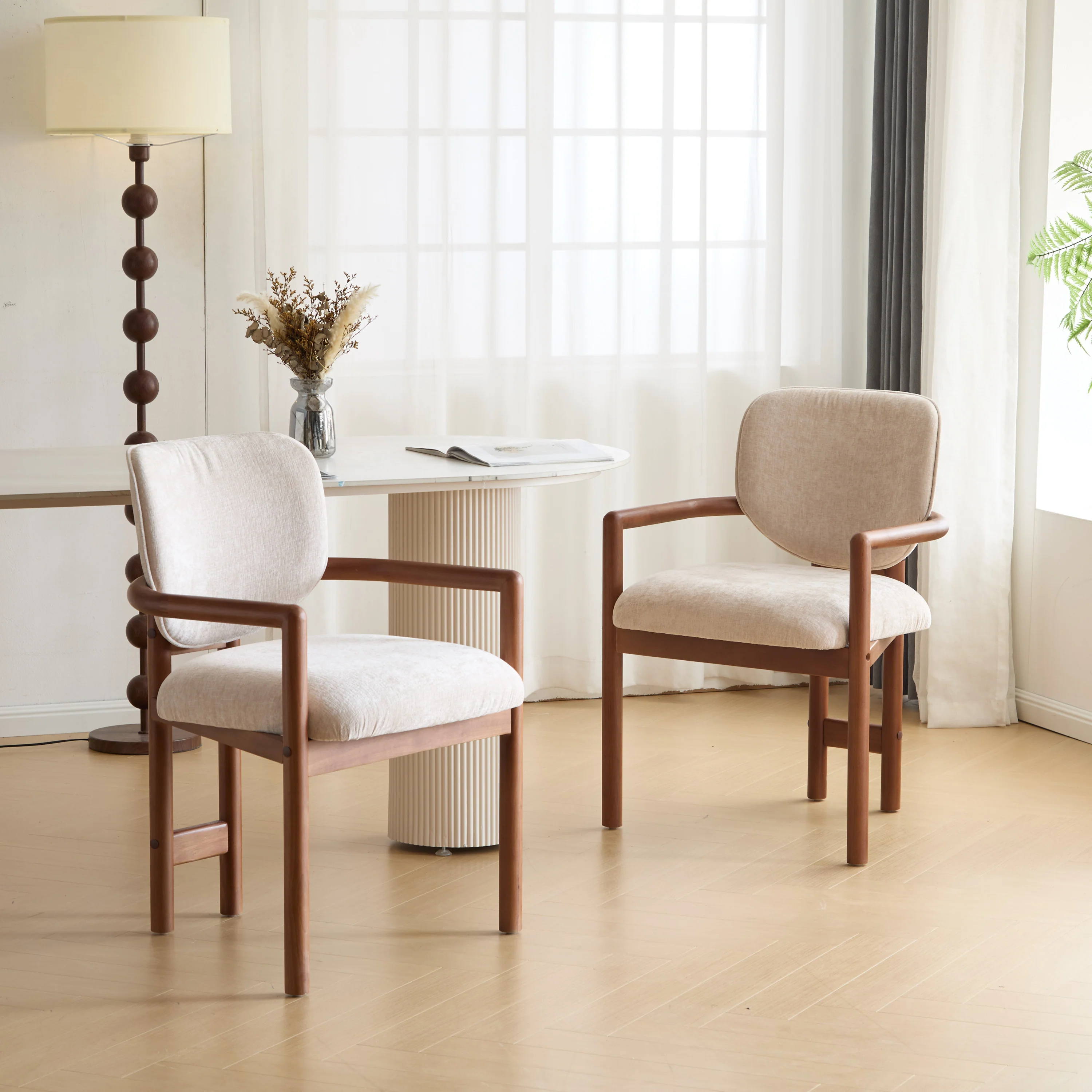 Fluffy Modern Rubberwood Upholstered Dining Chairs - furnishings