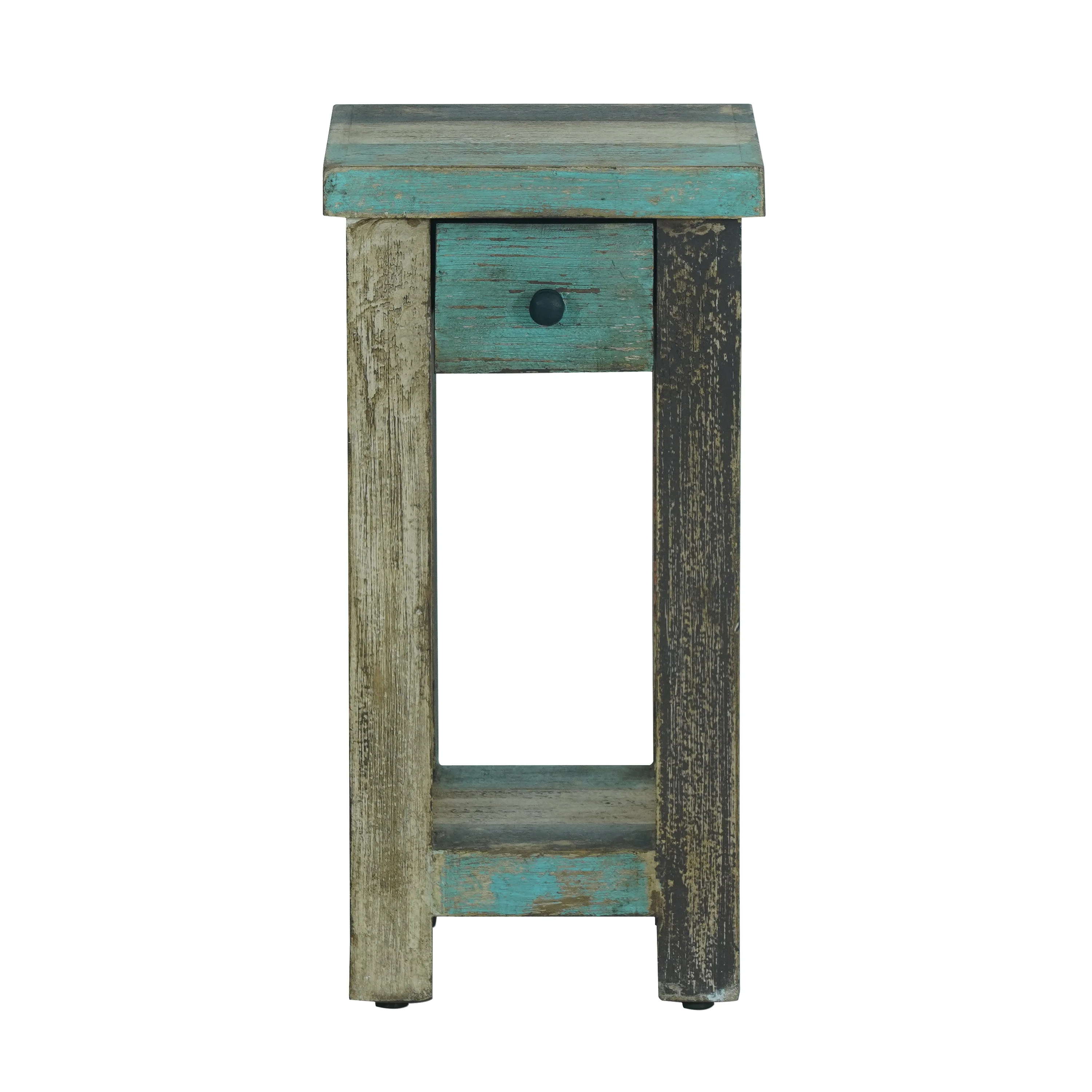 Tracey Boho Handmade Distressed Mango Wood Small Side Table, Multicolored - furnishings