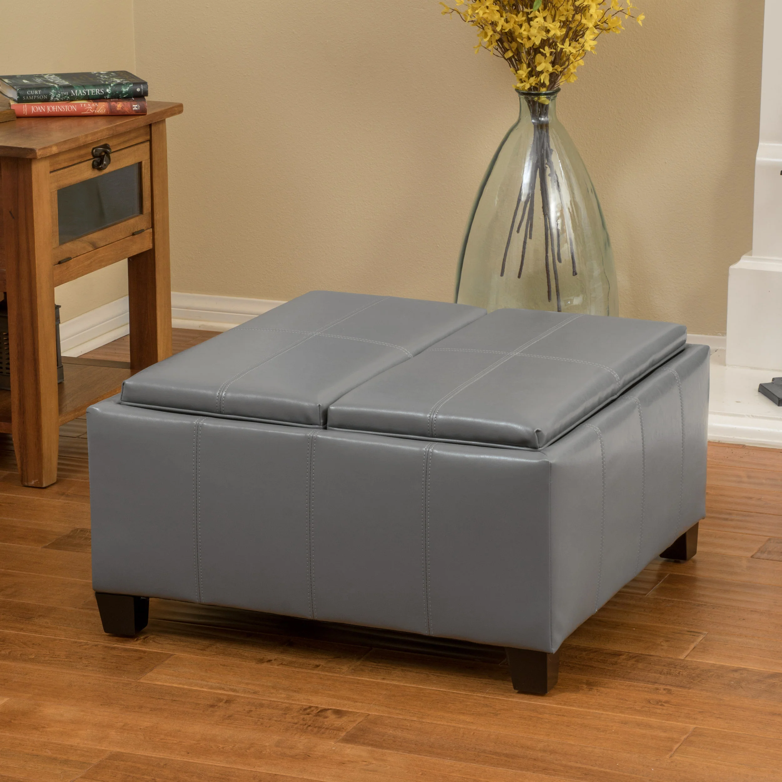 Mansfield Contemporary Tray Top Storage Ottoman - furnishings