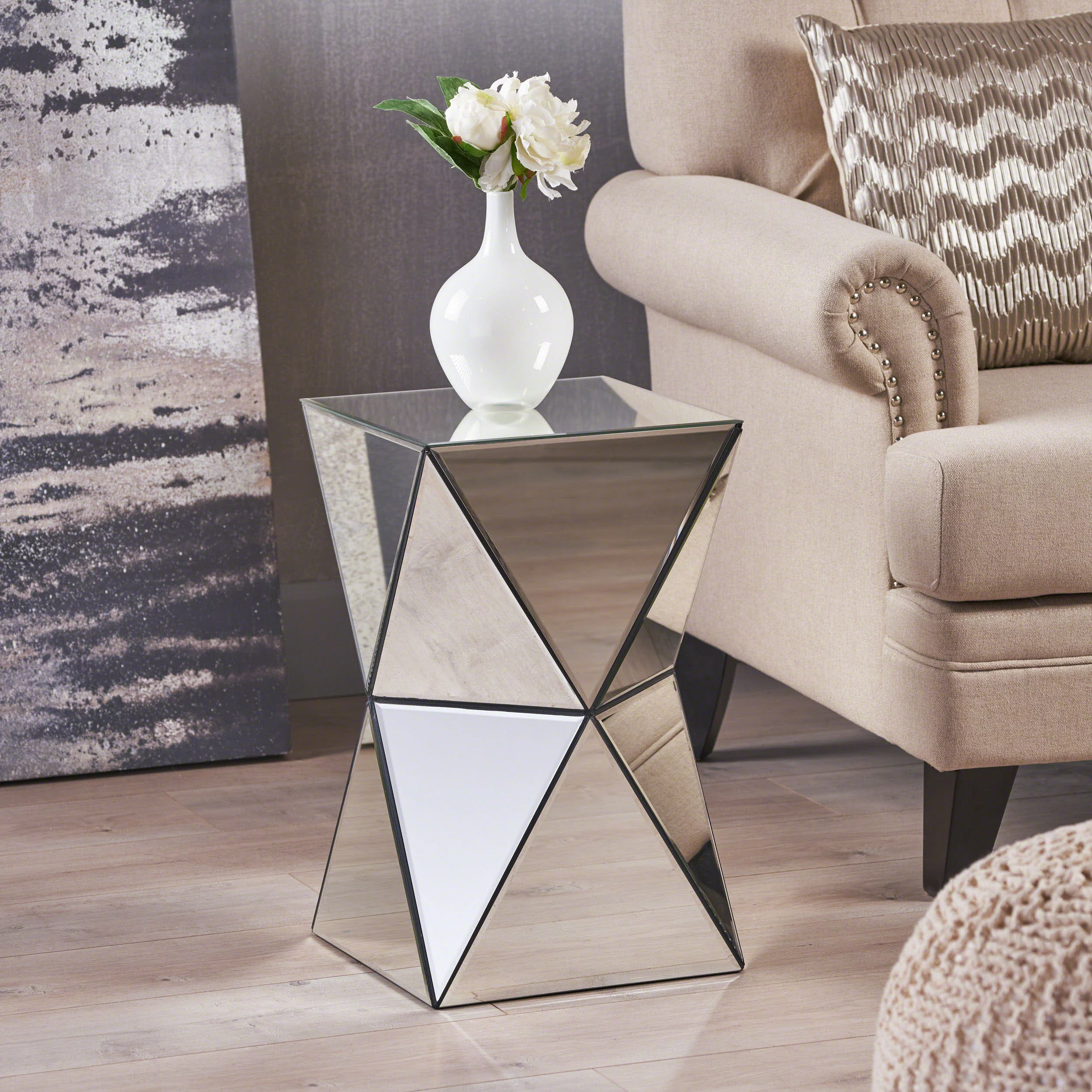 Aedon Mirrored Side Table - furnishings