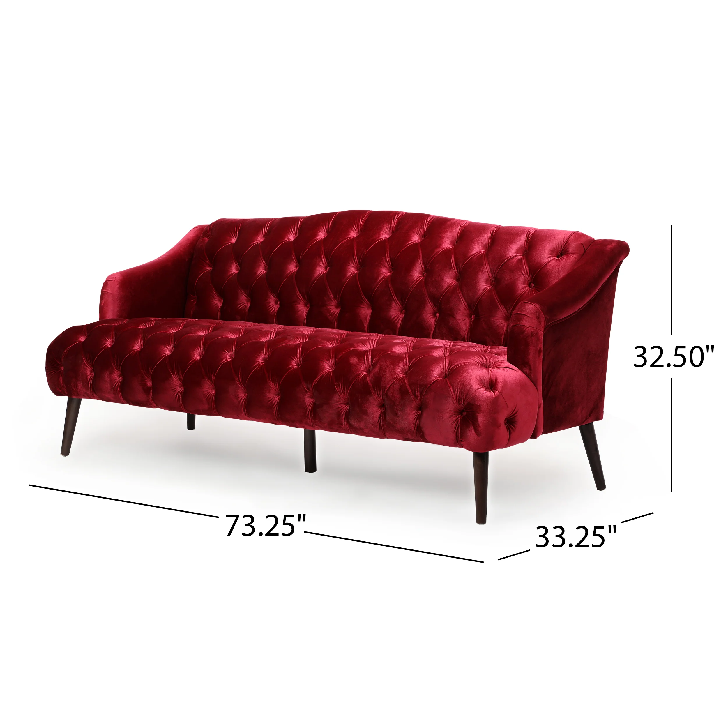 Kayleigh Modern Glam Tufted Velvet 3 Seater Sofa - furnishings