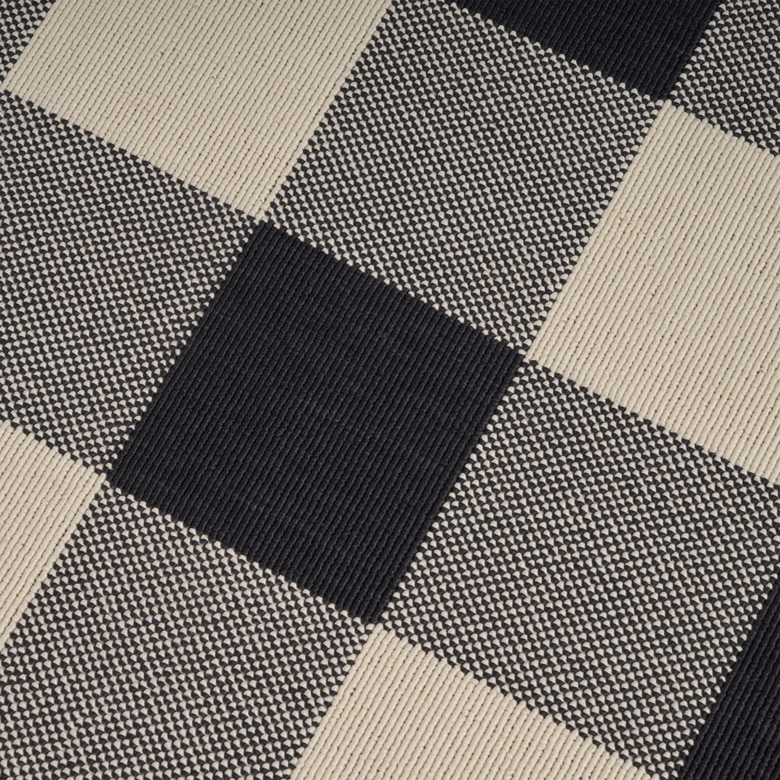 Jessica Outdoor Check Area Rug, Black and Ivory - furnishings