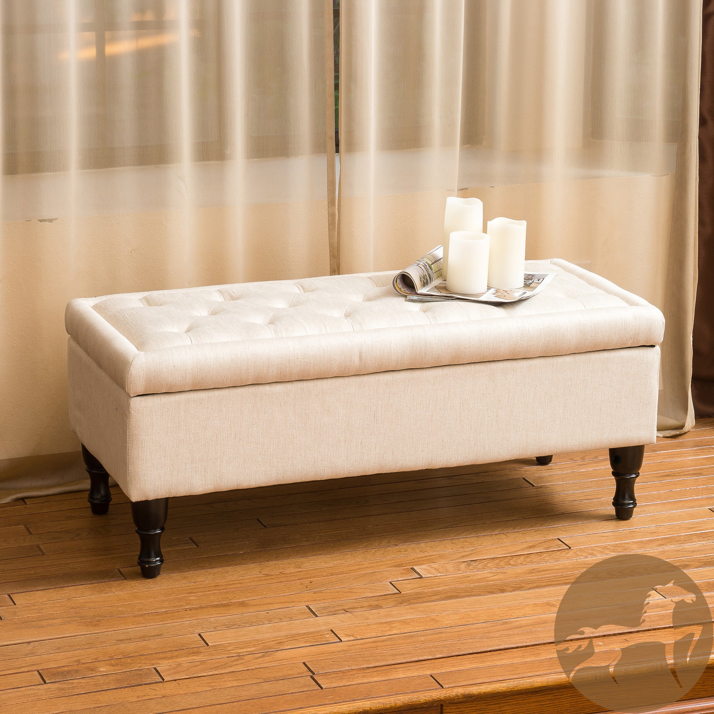 Logan Linen Storage Ottoman Bench - furnishings