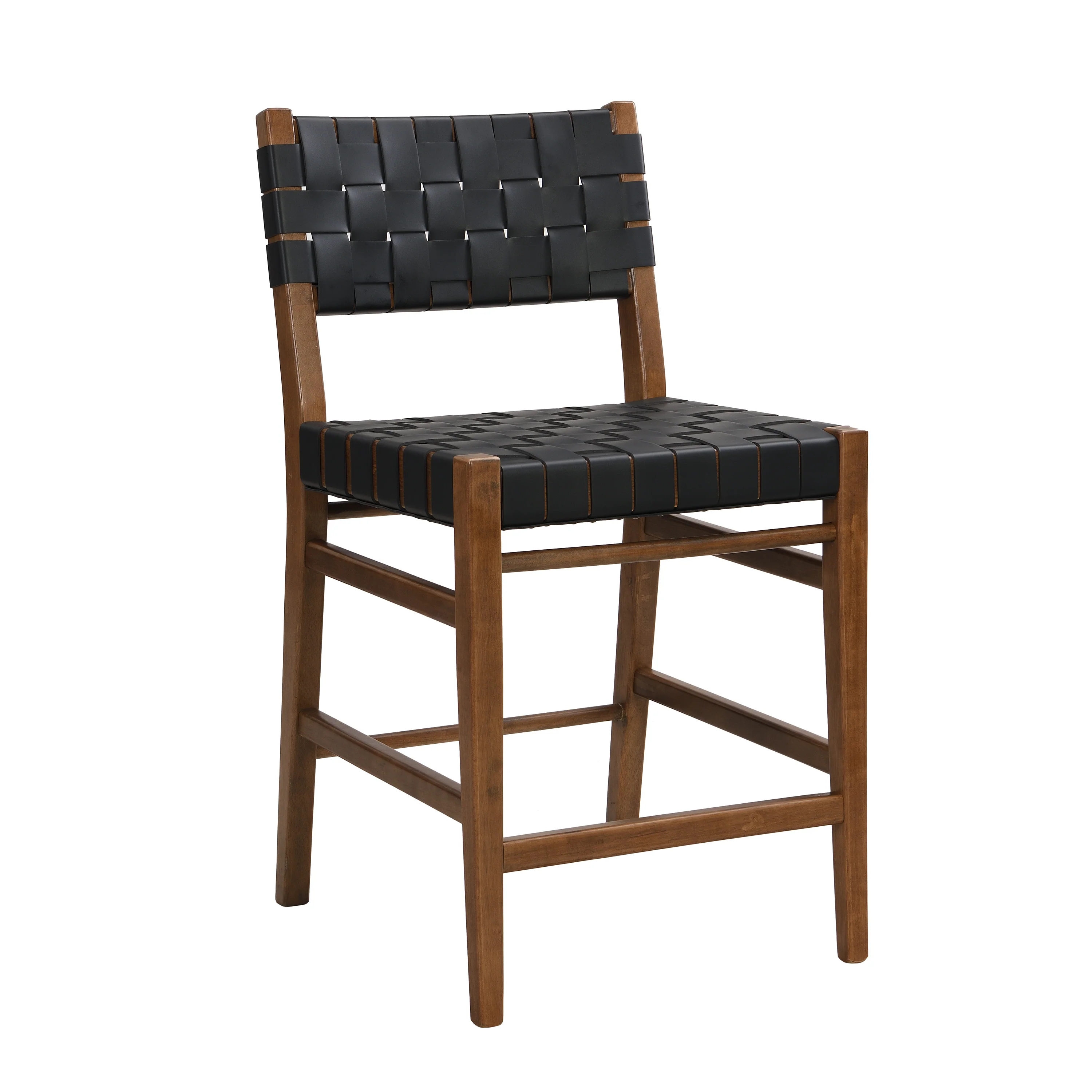 Zephyre Modern Black PU and Wood Counter Stools, Set of 2 - furnishings
