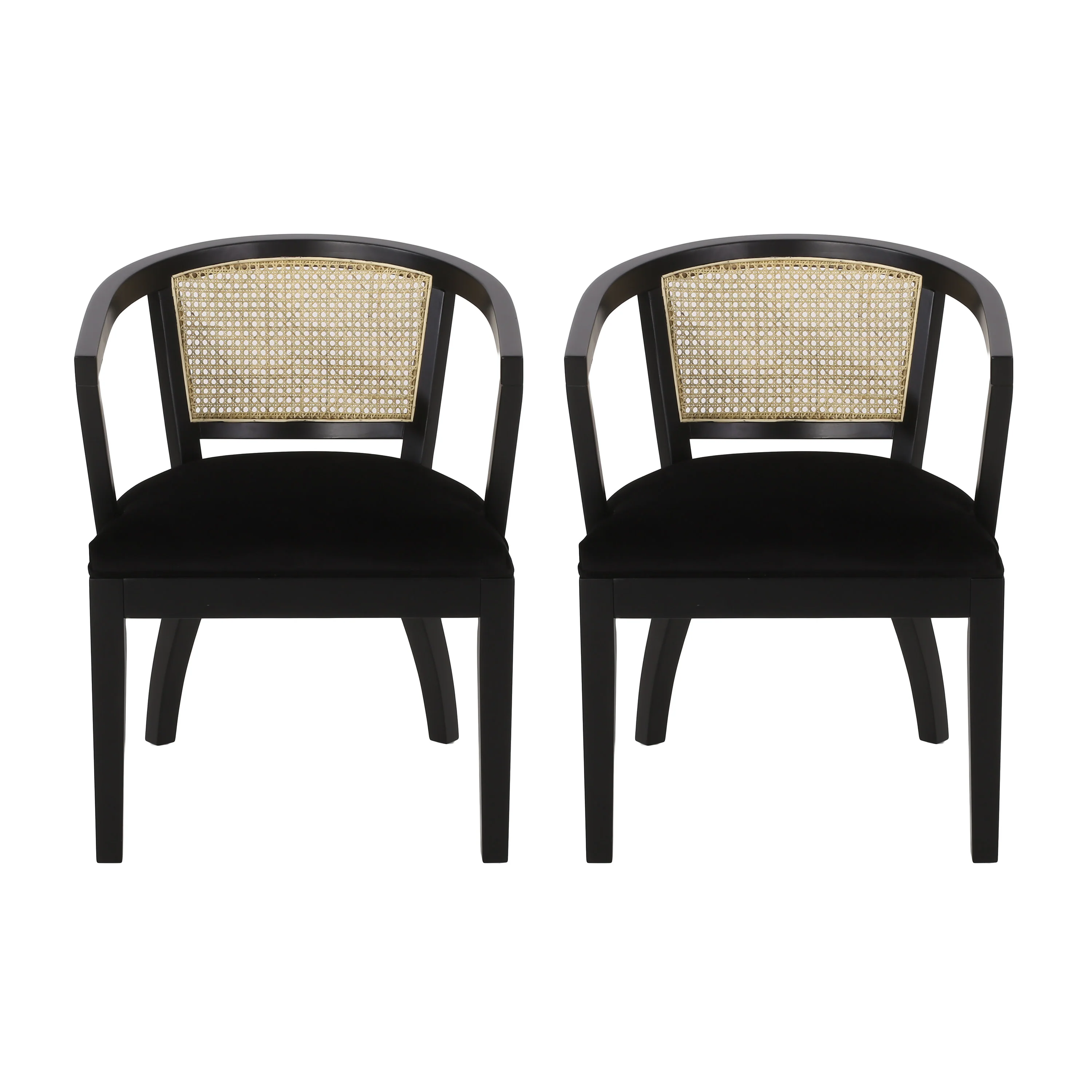Delwood Traditional Upholstered Wood and Cane Dining Chairs, Set of 2 - furnishings