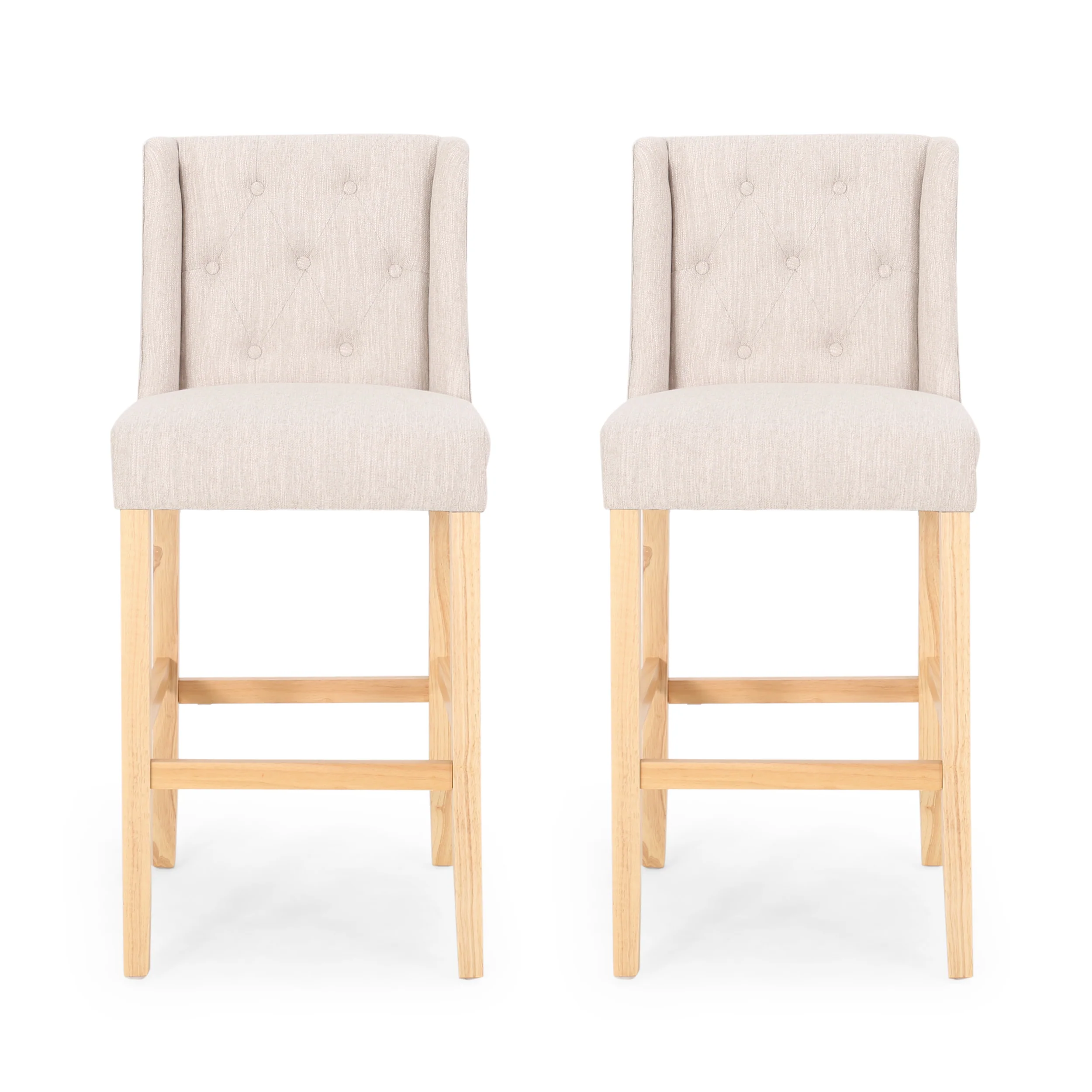 Zaydrian Button Tufted Fabric Wingback Bar Stool (Set of 2) - furnishings