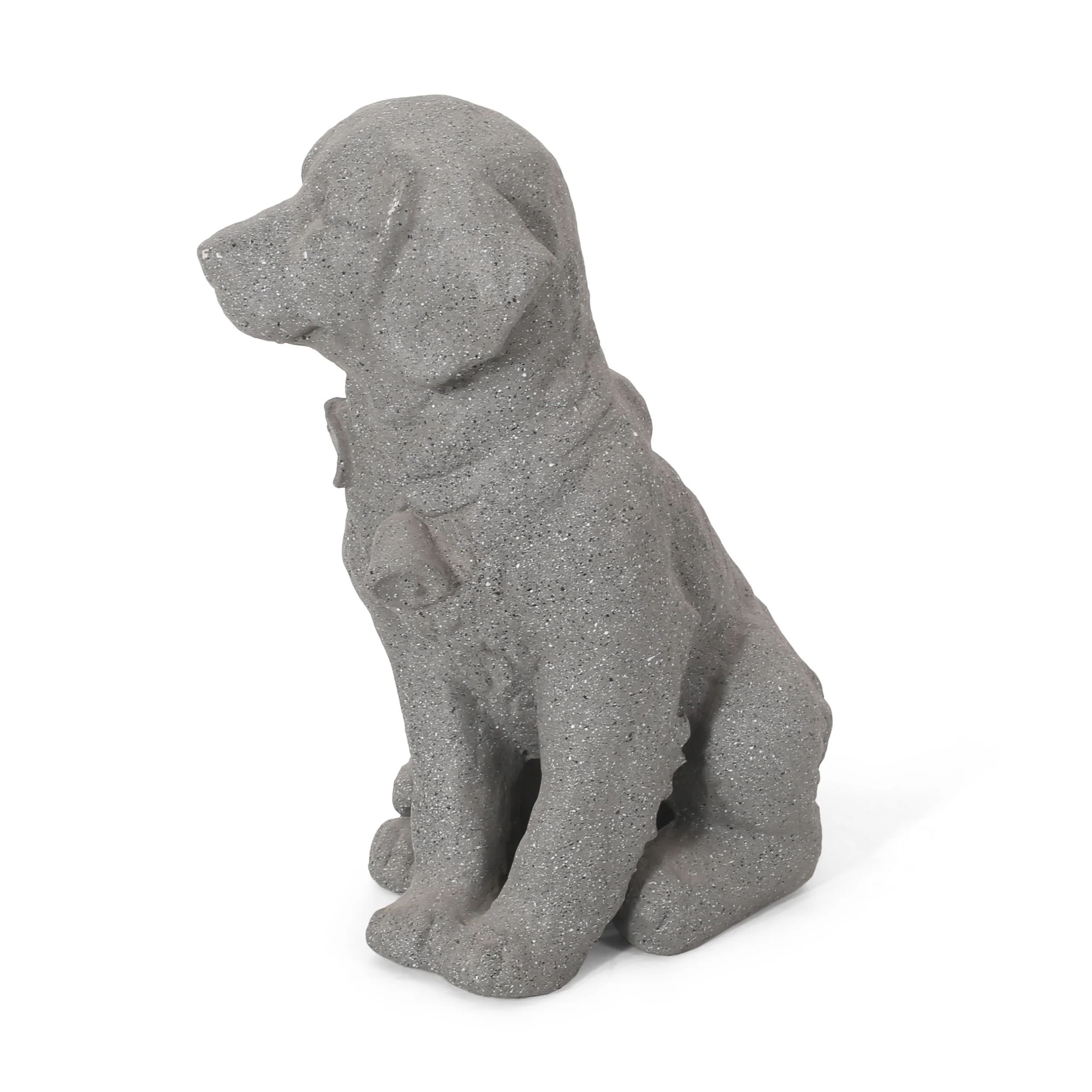 Gary Outdoor Dog Garden Statue, Stone Gray - furnishings