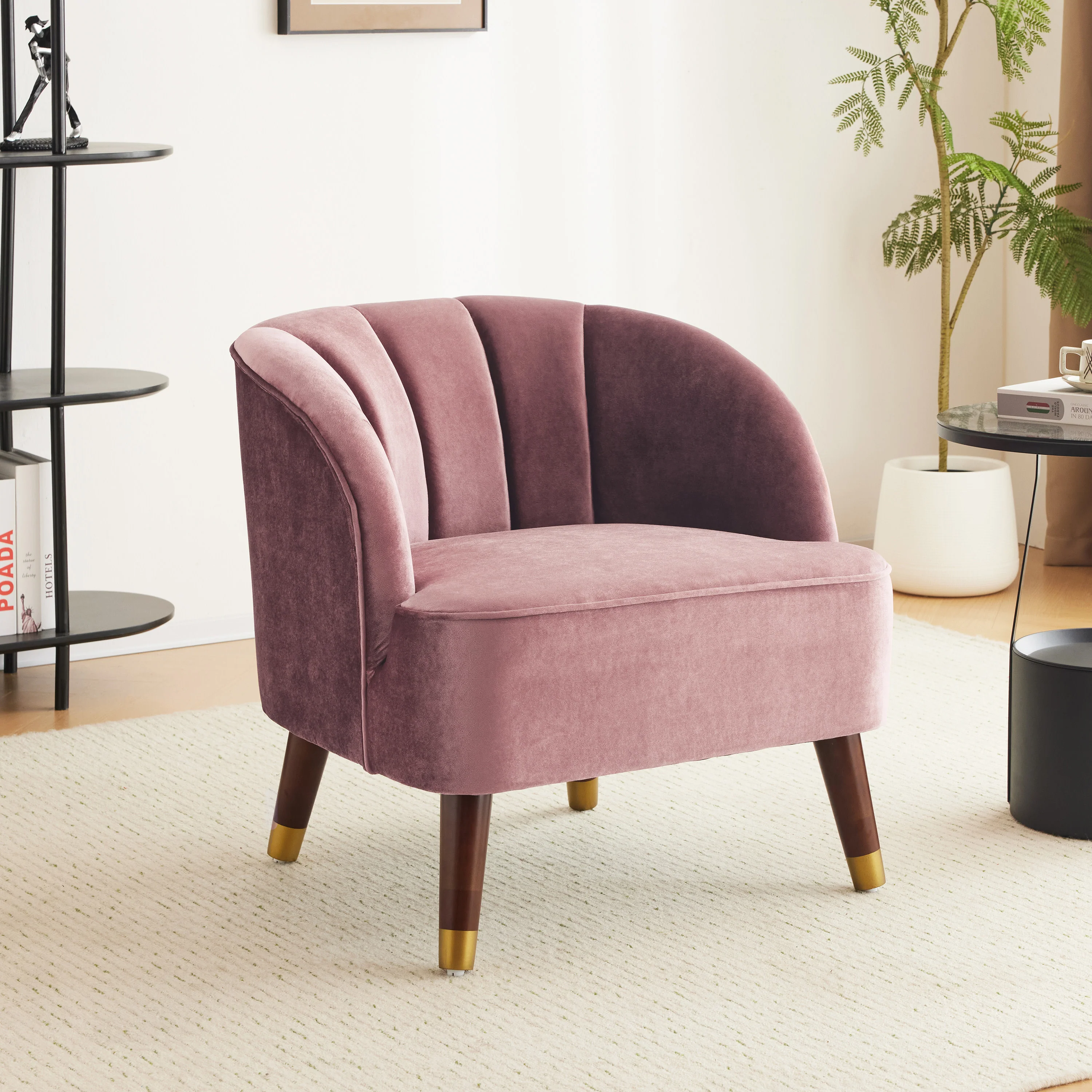 Veneras Velvet Barrel Club Chair - furnishings
