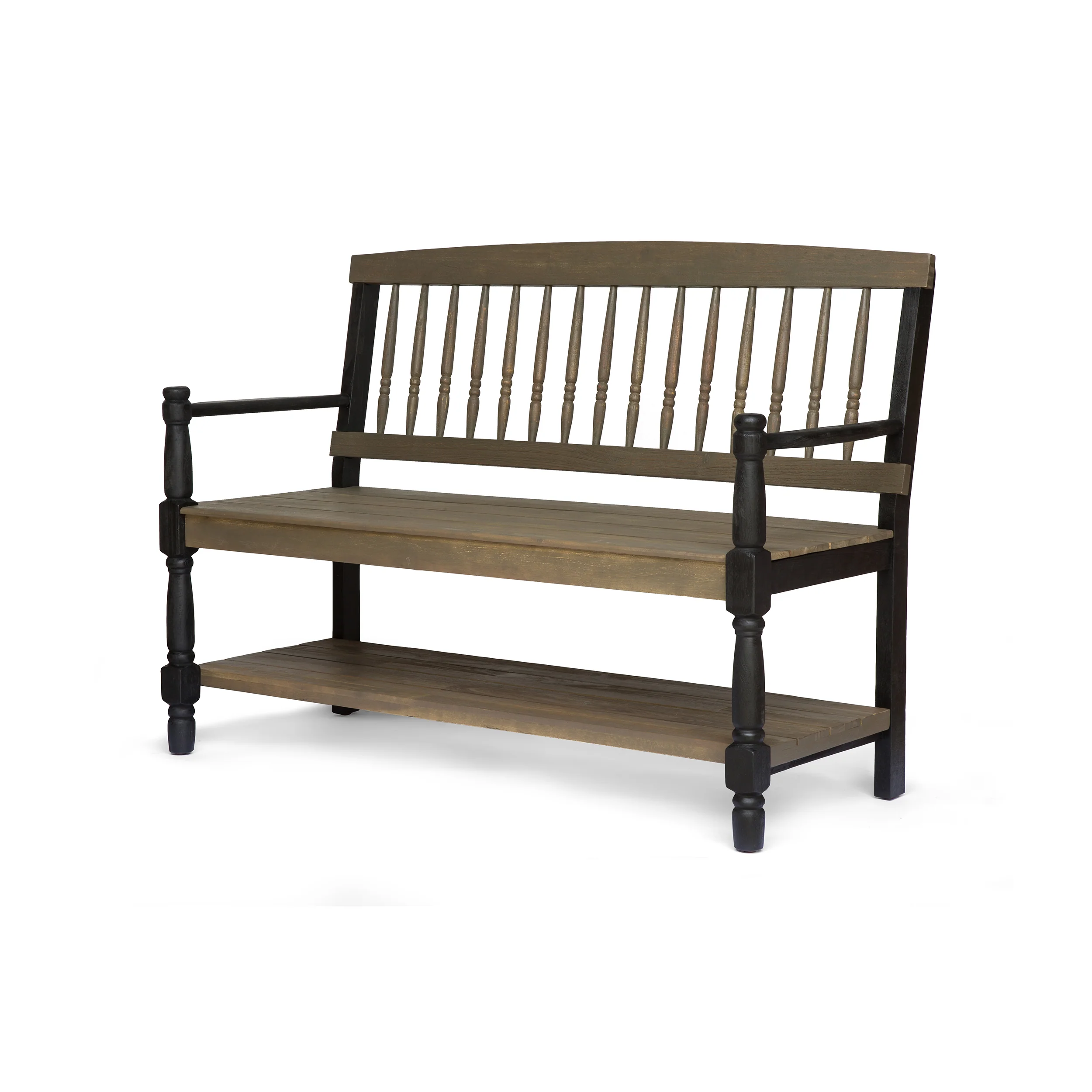 Daphne Outdoor Acacia Wood Bench with Shelf - furnishings