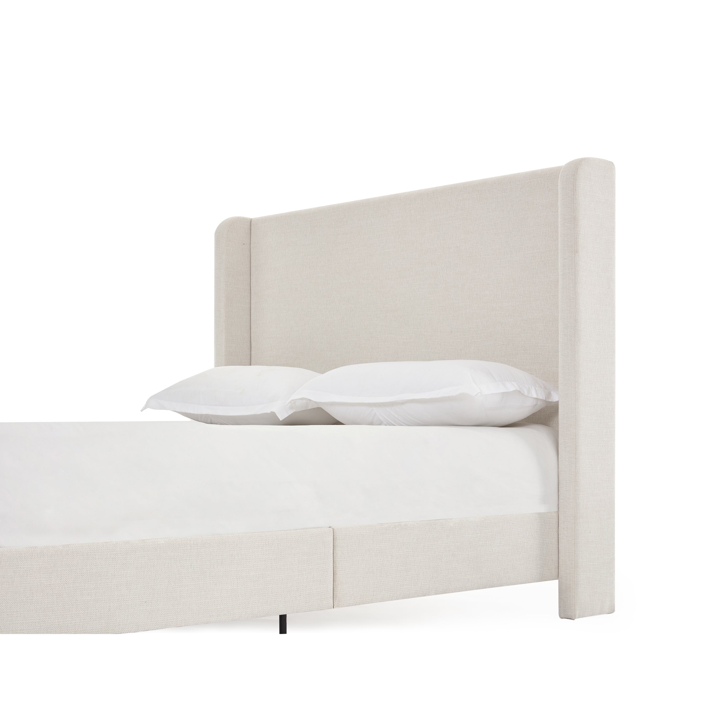 Bobbee King Indoor Upholstered Metal Tall Headboard Bed with Wingback - furnishings
