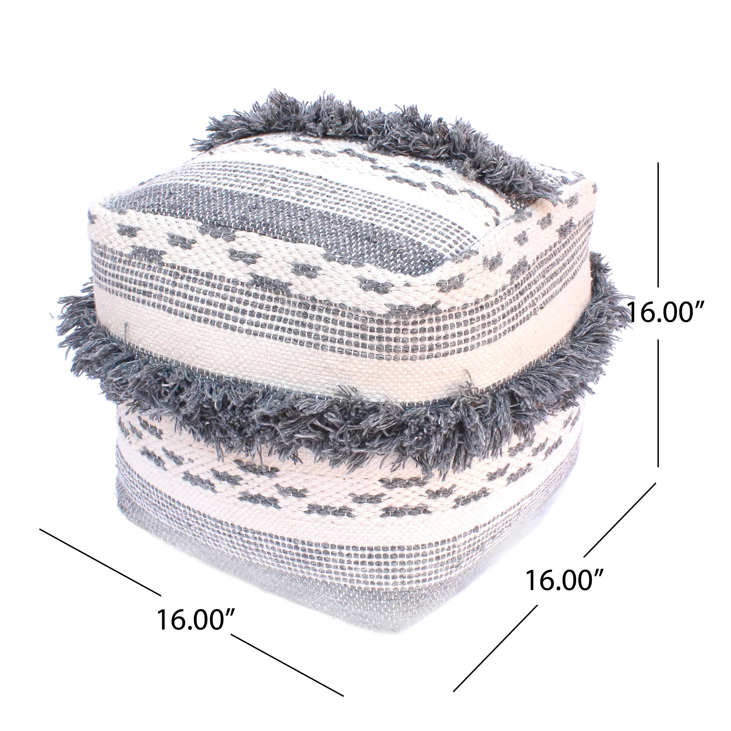 Evanora Contemporary Faux Yarn Pouf Ottoman - furnishings