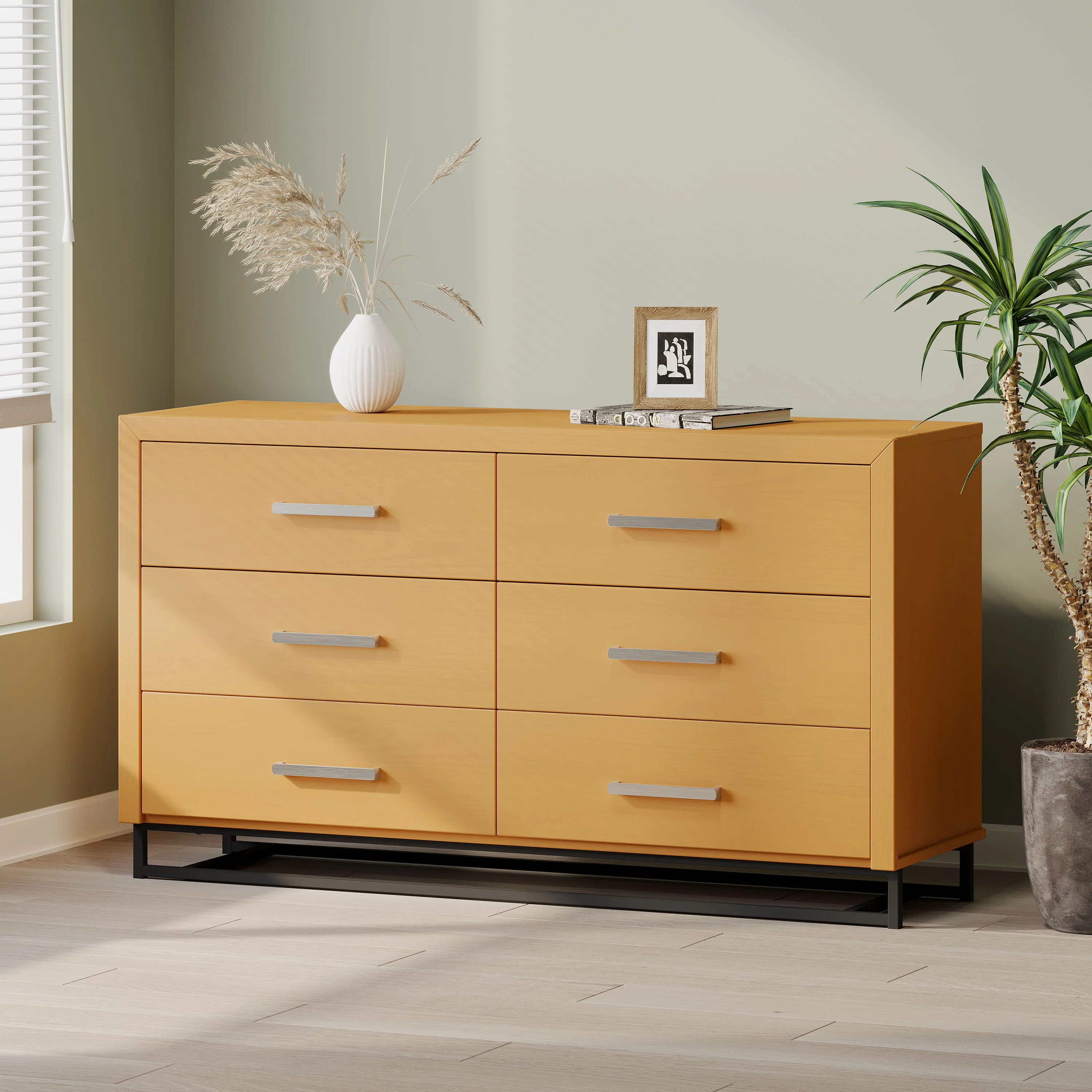 Borah Contemporary Faux Wood 6 Drawer Double Dresser - furnishings