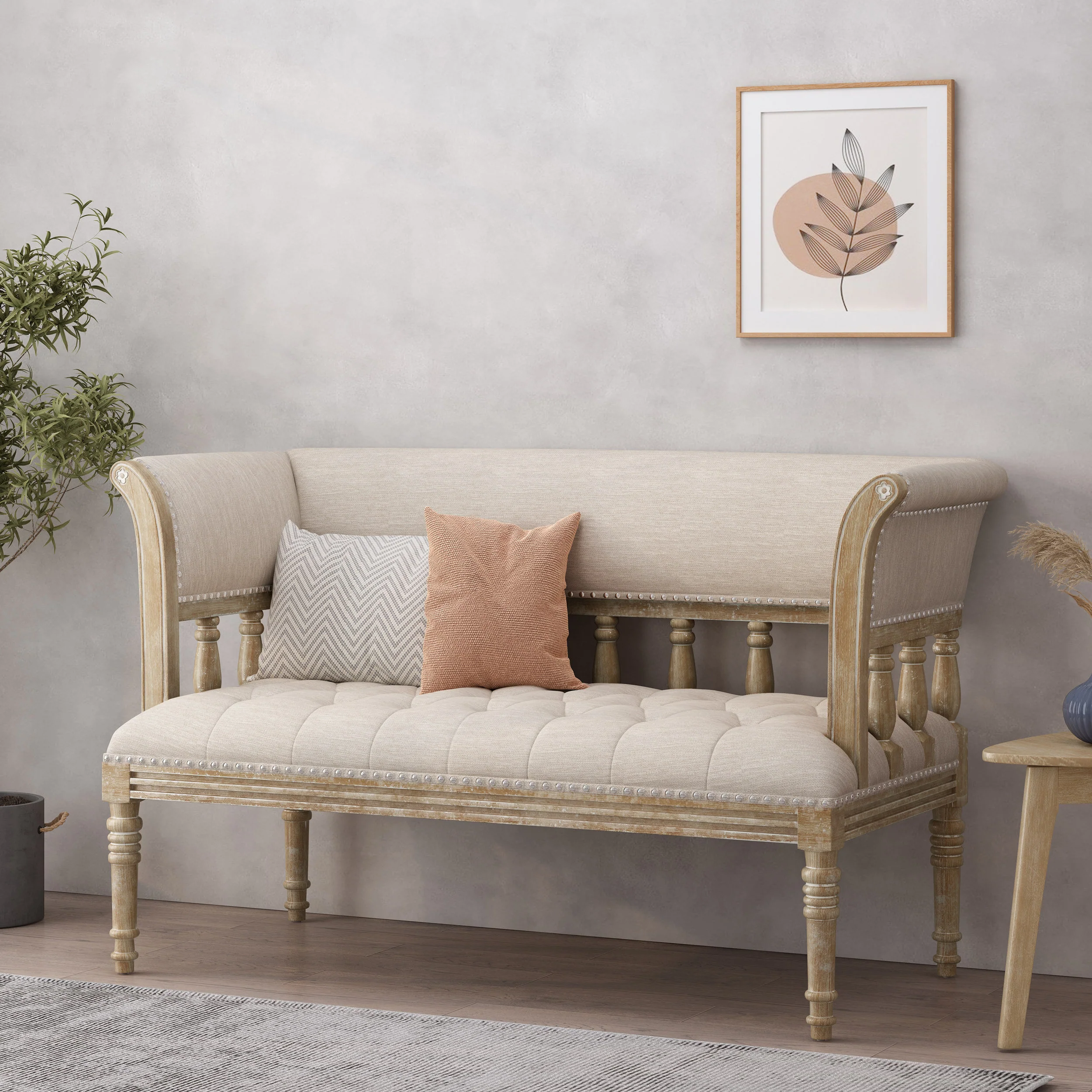 Niemi Traditional Upholstered Tufted Loveseat - furnishings