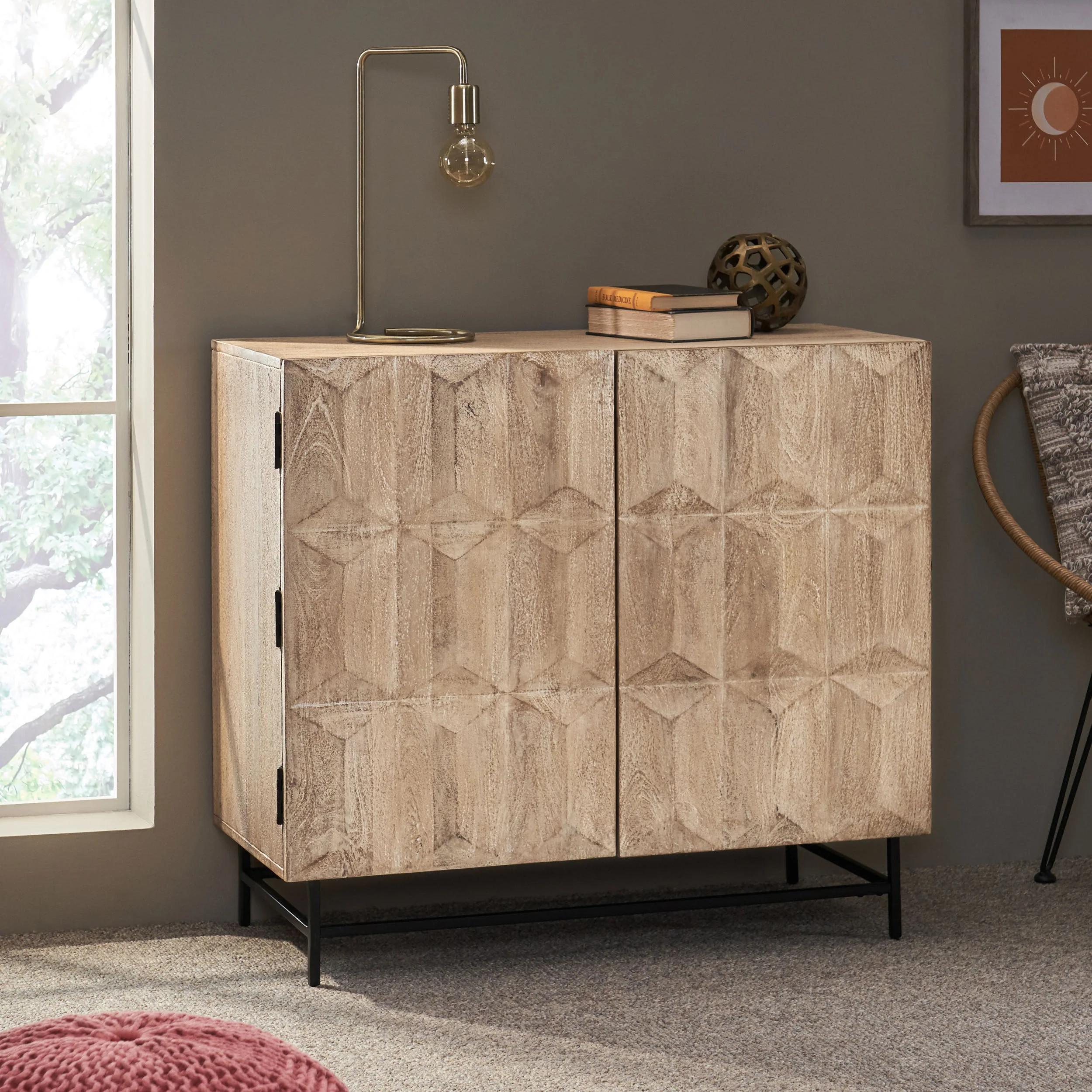 Barnsley Handcrafted Boho Mango Wood Cabinet - furnishings