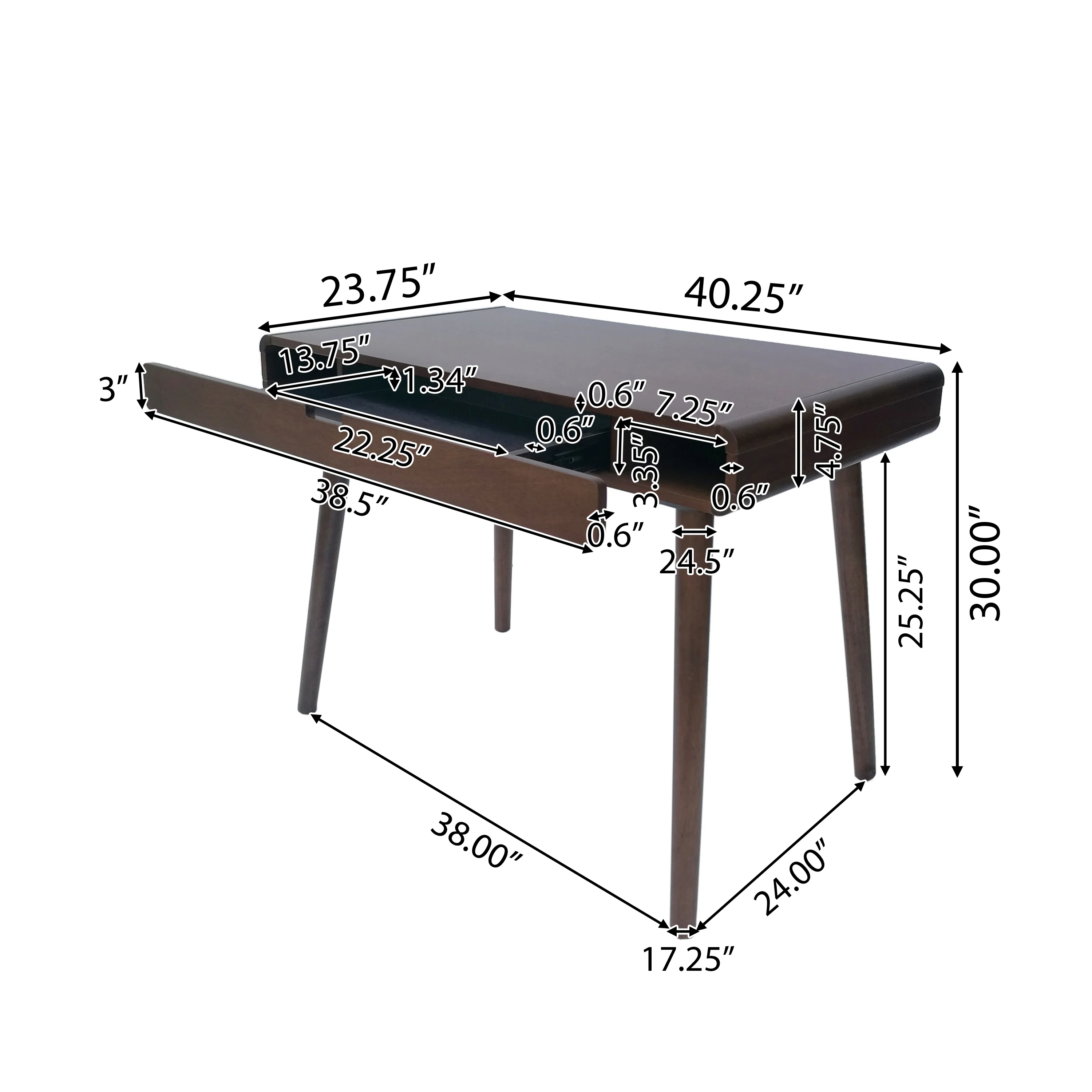 Rex Mid Century Rubberwood Writing Desk - furnishings