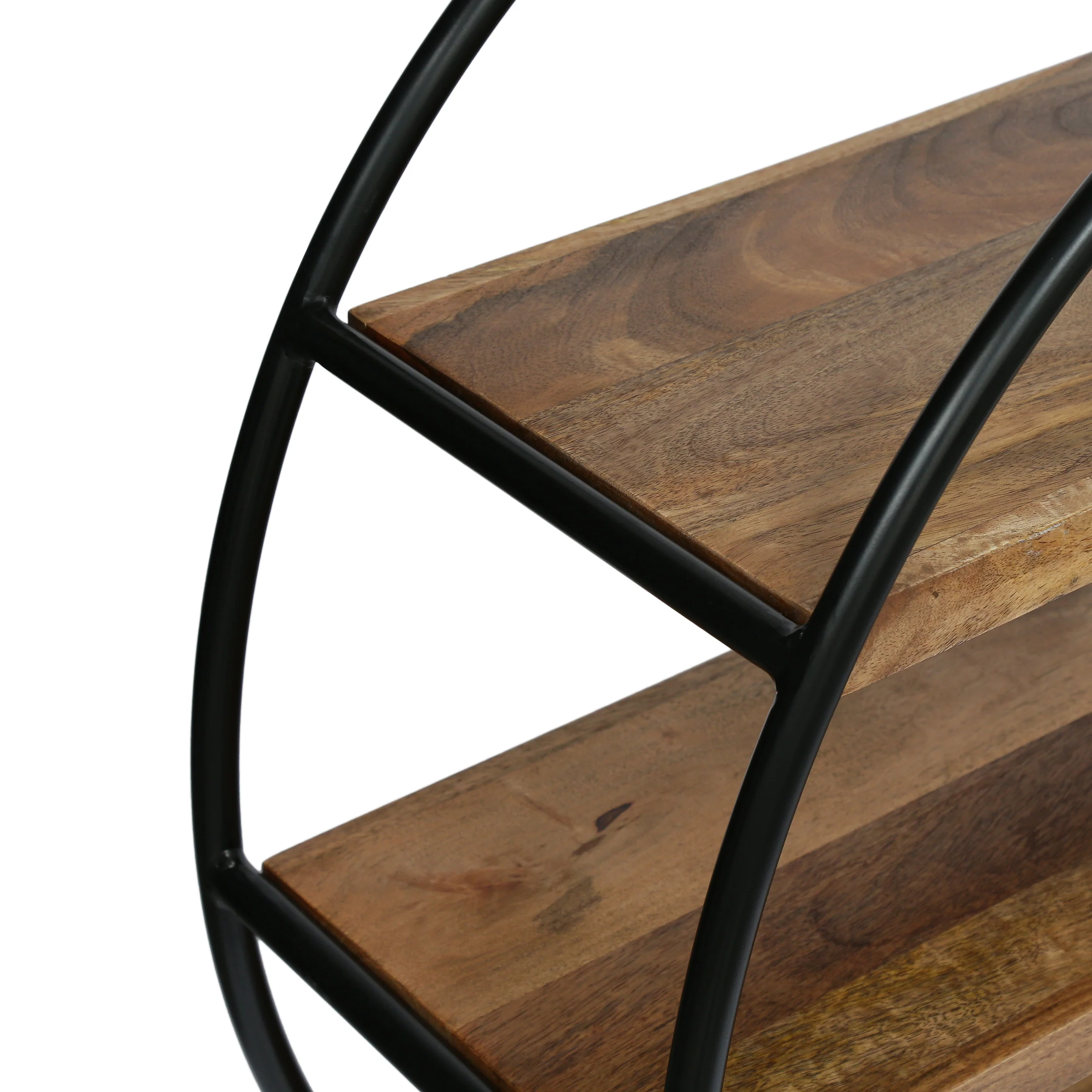 Ayres Handcrafted Industrial Circular Mango Wood Shelf - furnishings