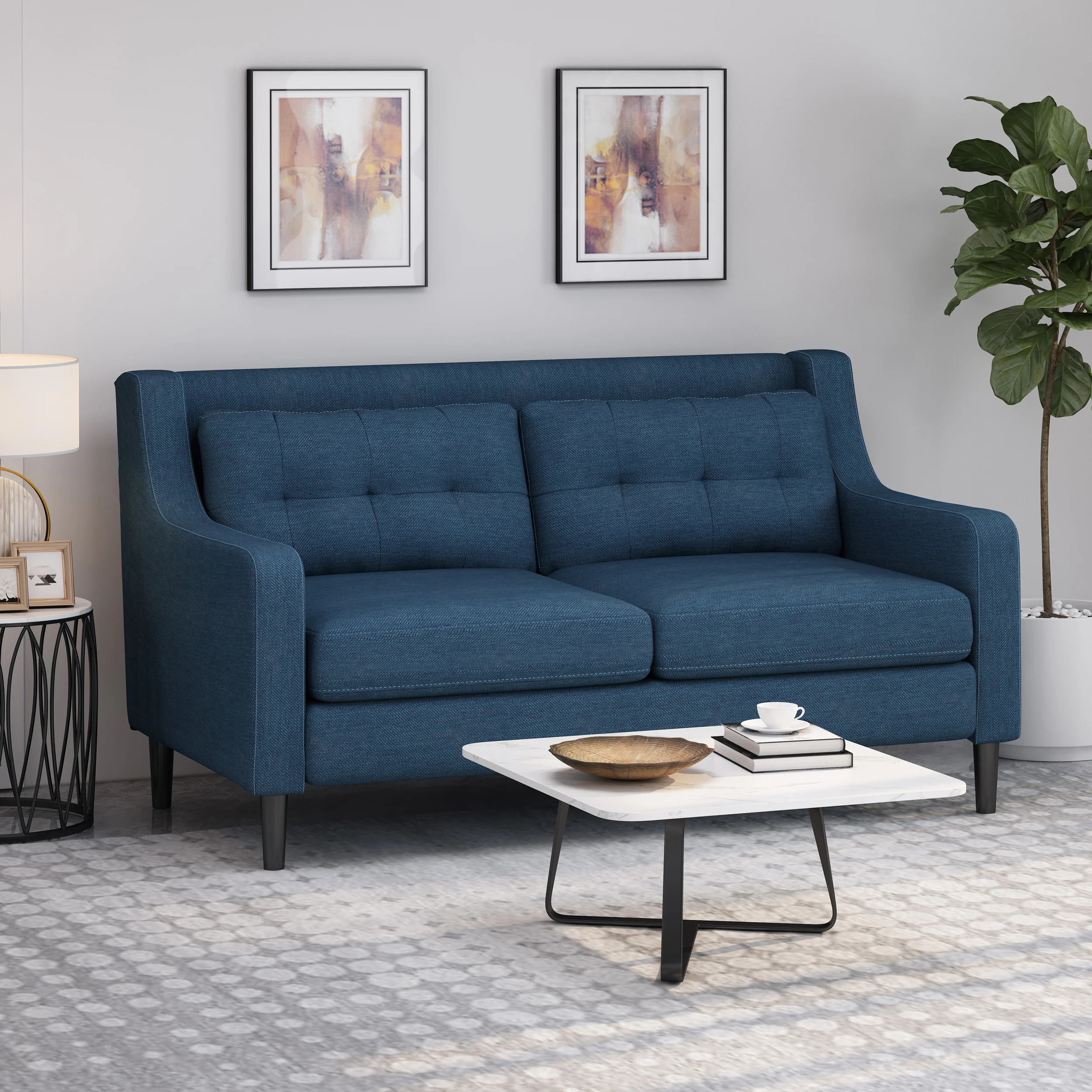 Anaysha Contemporary Fabric Loveseat - furnishings