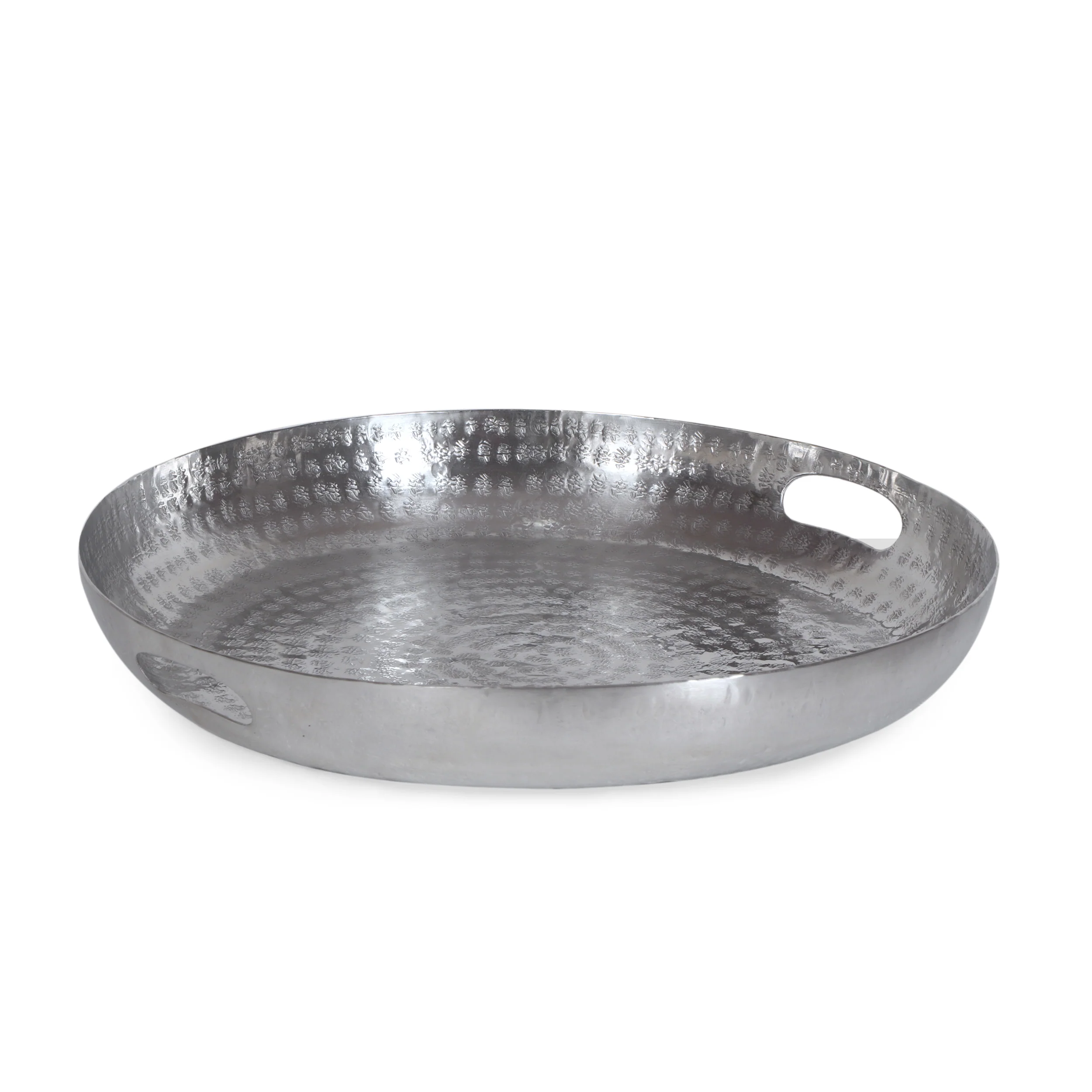 Dutile Handmade Hammered Aluminum Decorative Plate, Silver - furnishings