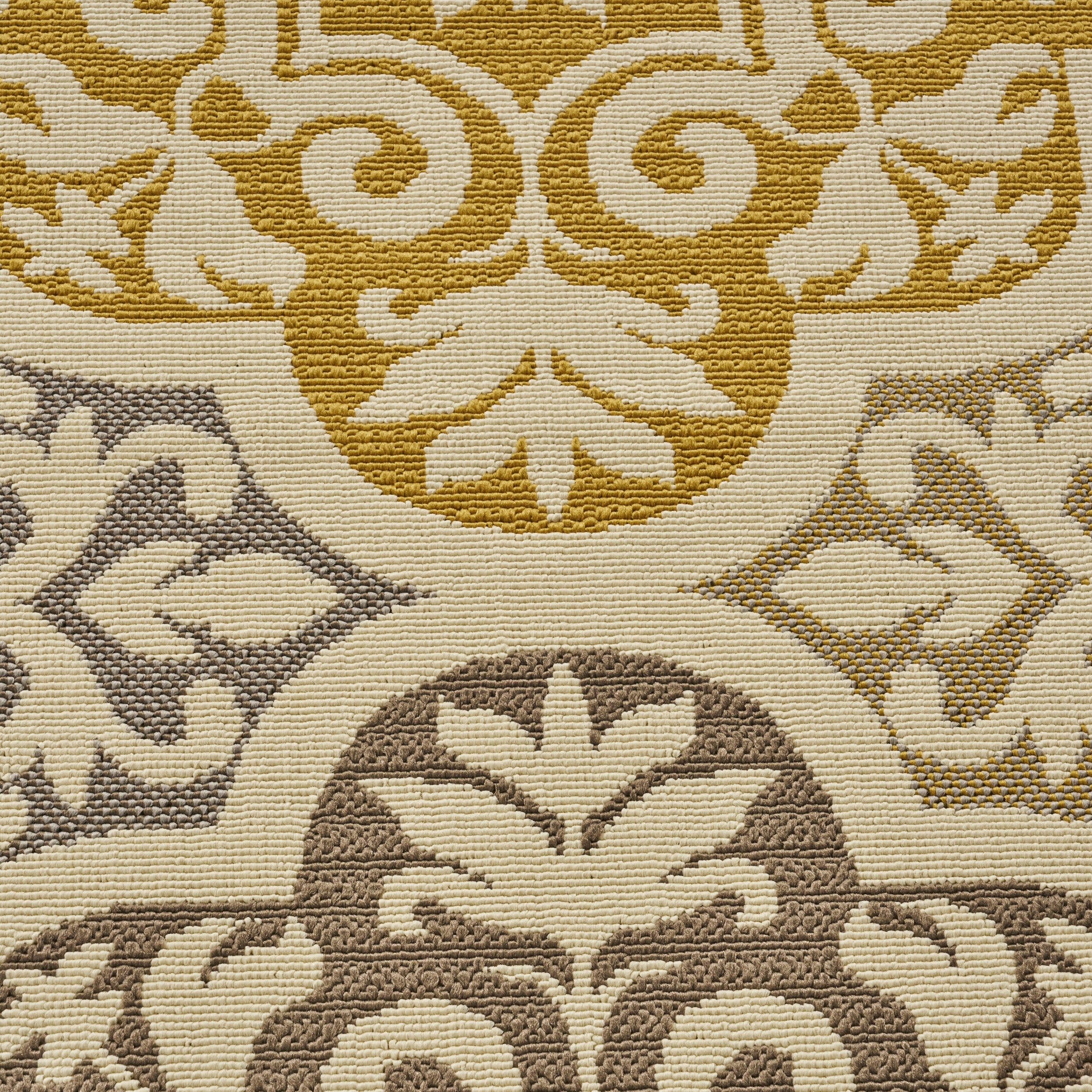 Shelton Outdoor Modern Oriental Quatrefoil Ivory and Gray Rectangular Area Rug - furnishings