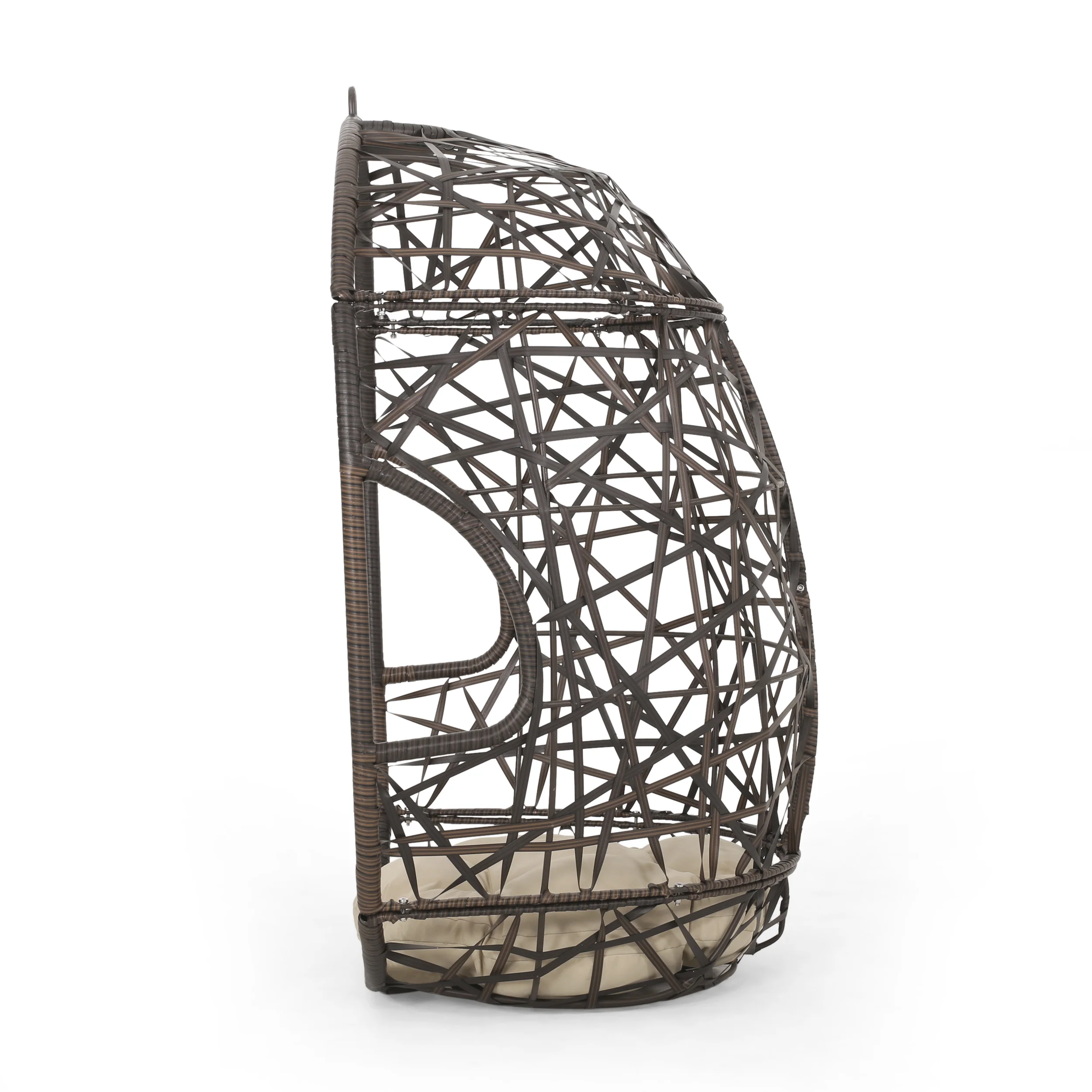 Guerneville Outdoor Brown Wicker Hanging Teardrop / Egg Chair - furnishings