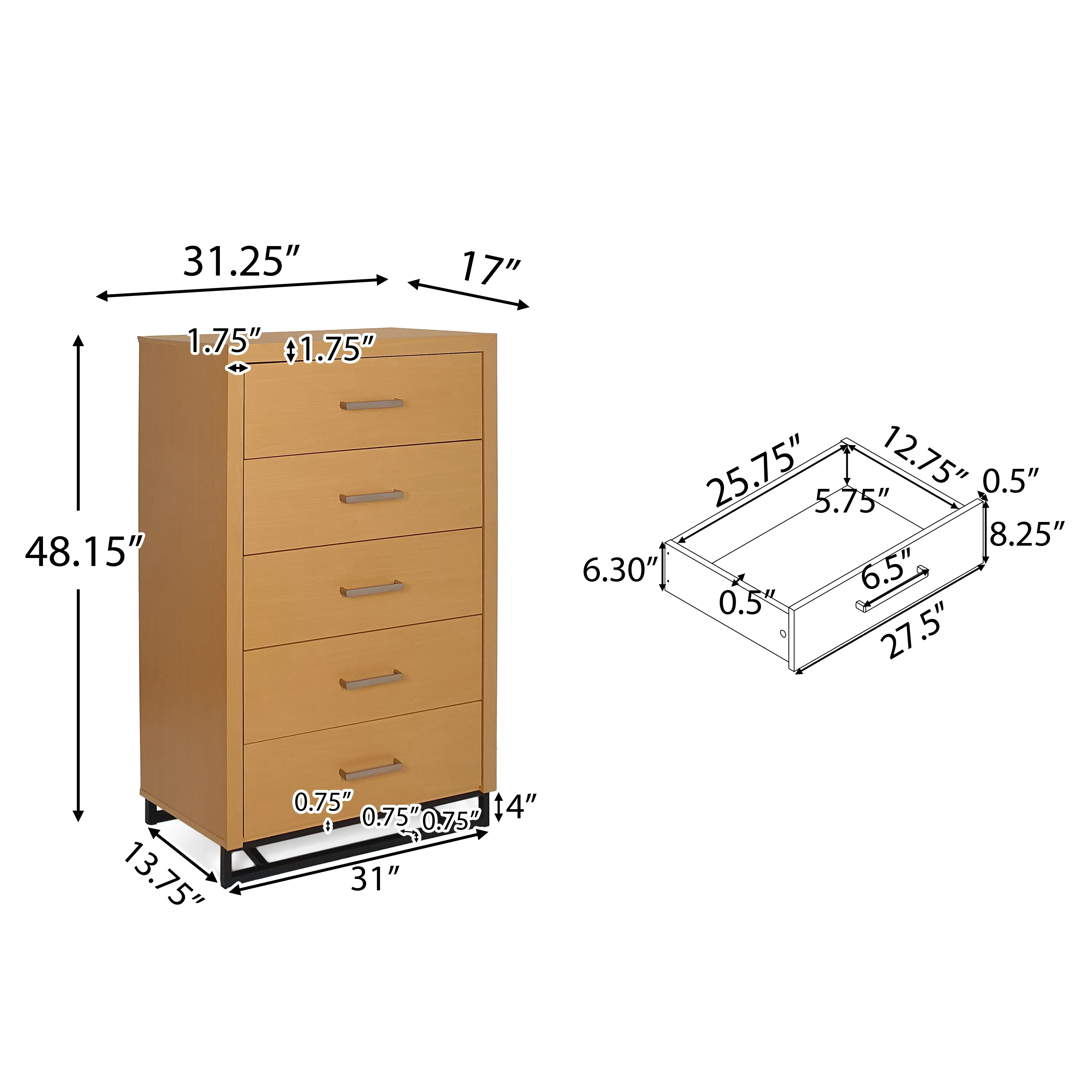 Borah Contemporary Faux Wood 4 Piece Bedroom Set - furnishings